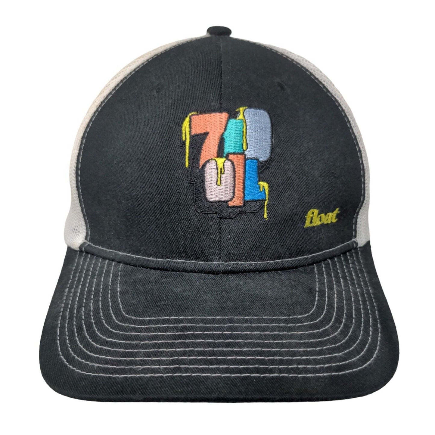 710 Oil Float Snapback Mesh Back Trucker Hat Black One Size Embroidered