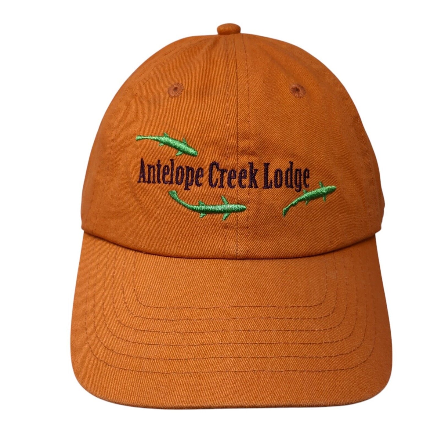 Antelope Creek Lodge Strapback Hat Orange OS Adjustable Embroidered The Fly Shop