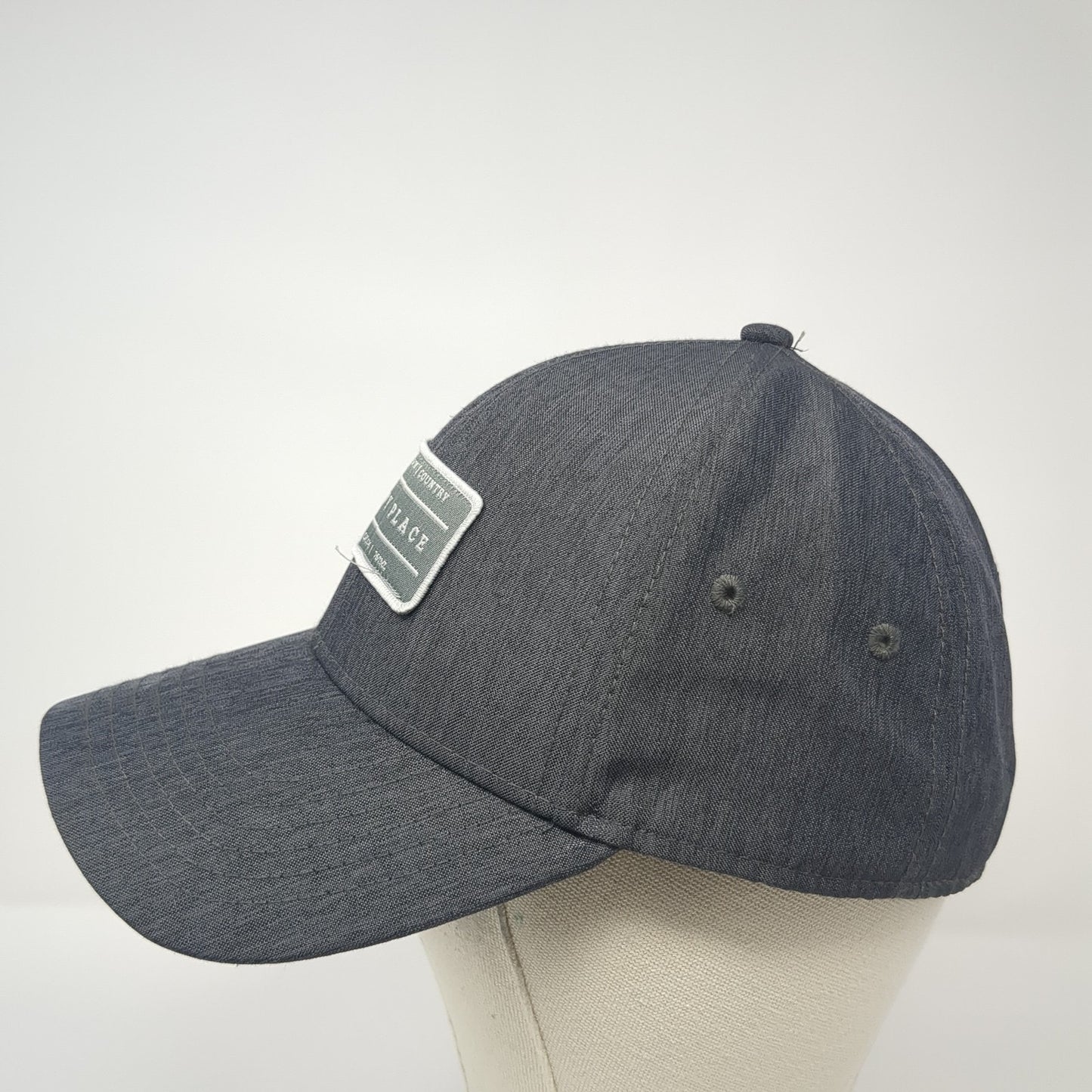 Happy Place Patch Strapback Hat Gray One Size Adjustable Mercantile 12