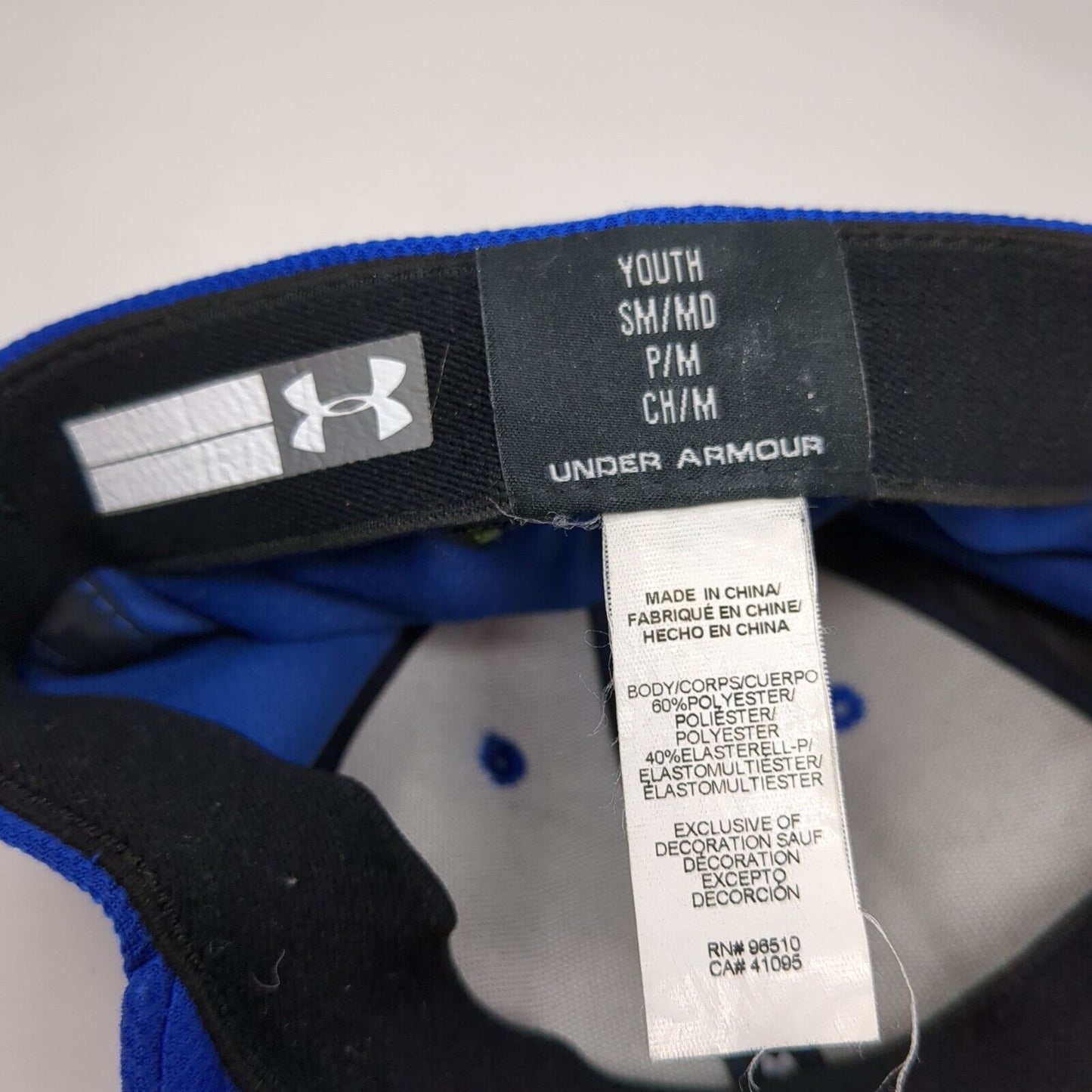 Under Armour Youth Fitted Hat Blue Small/Medium Embroidered 6 Panel