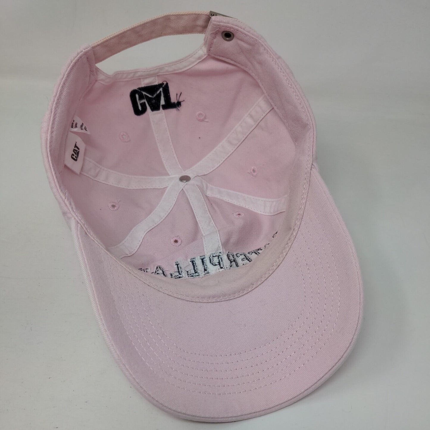 Caterpillar Strapback Hat Pink One Size Embroidered Adjustable 6 Panel