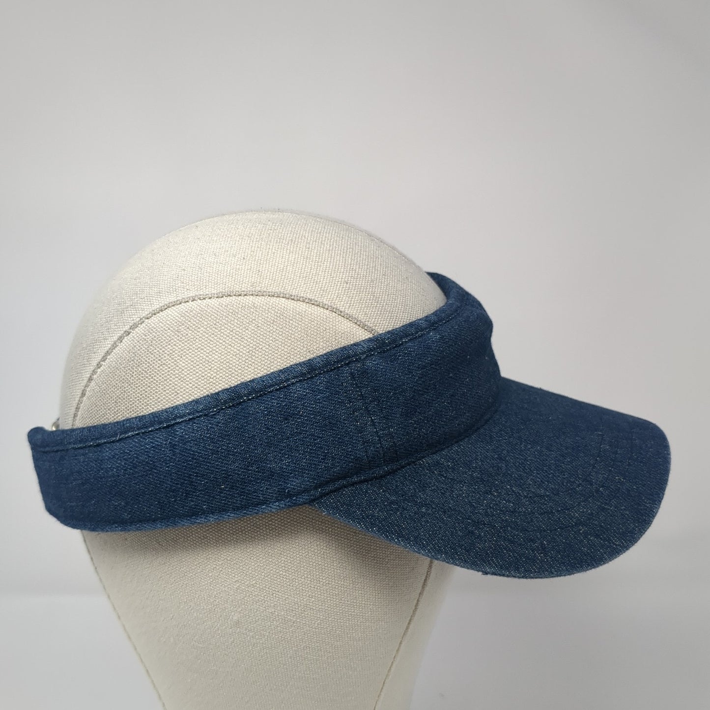Unbranded Strapback Visor Hat Blue Denim One Size Adjustable Blank
