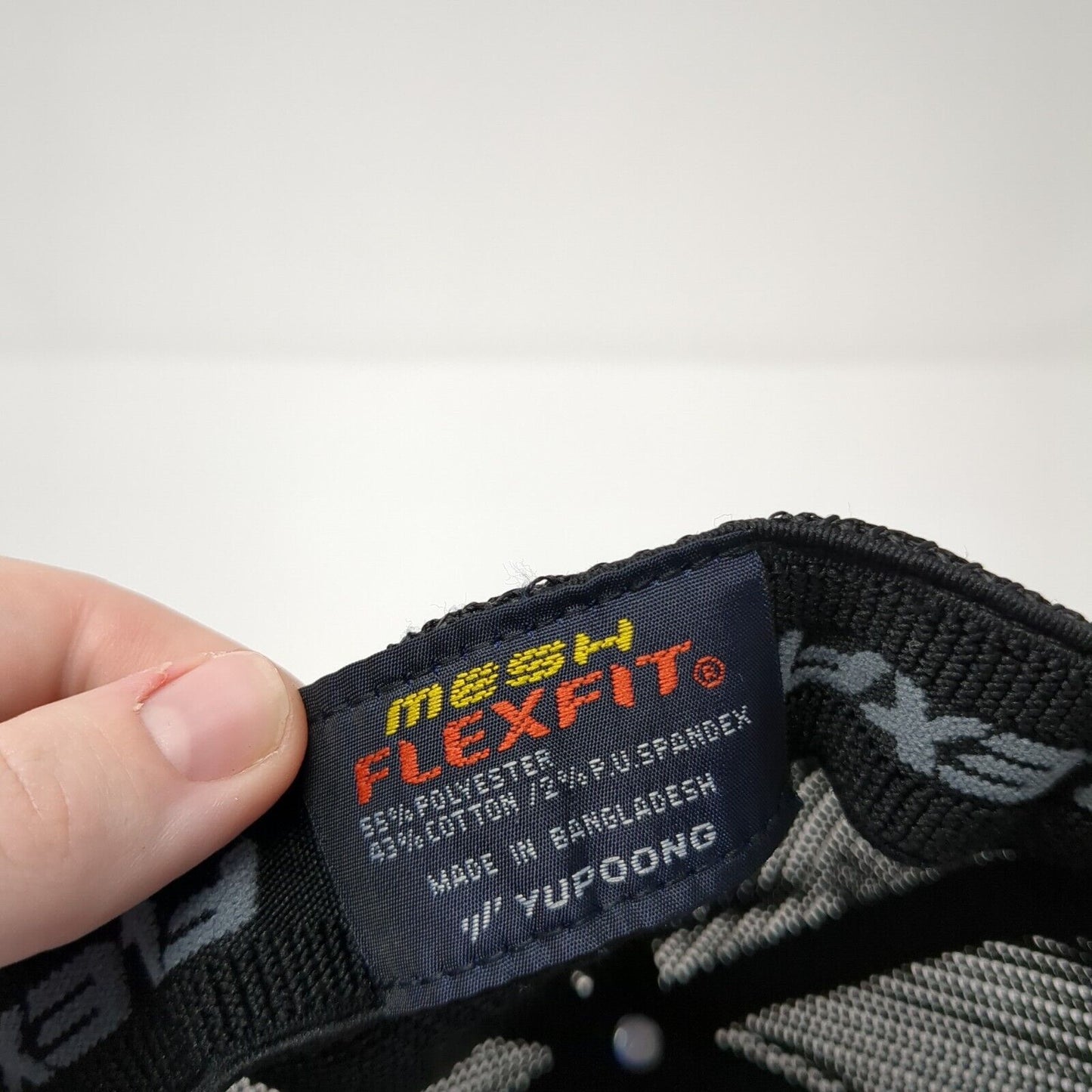 Yupoong Fitted Trucker Hat Black OS Embroidered Flexfit Mesh Back 6 Panel