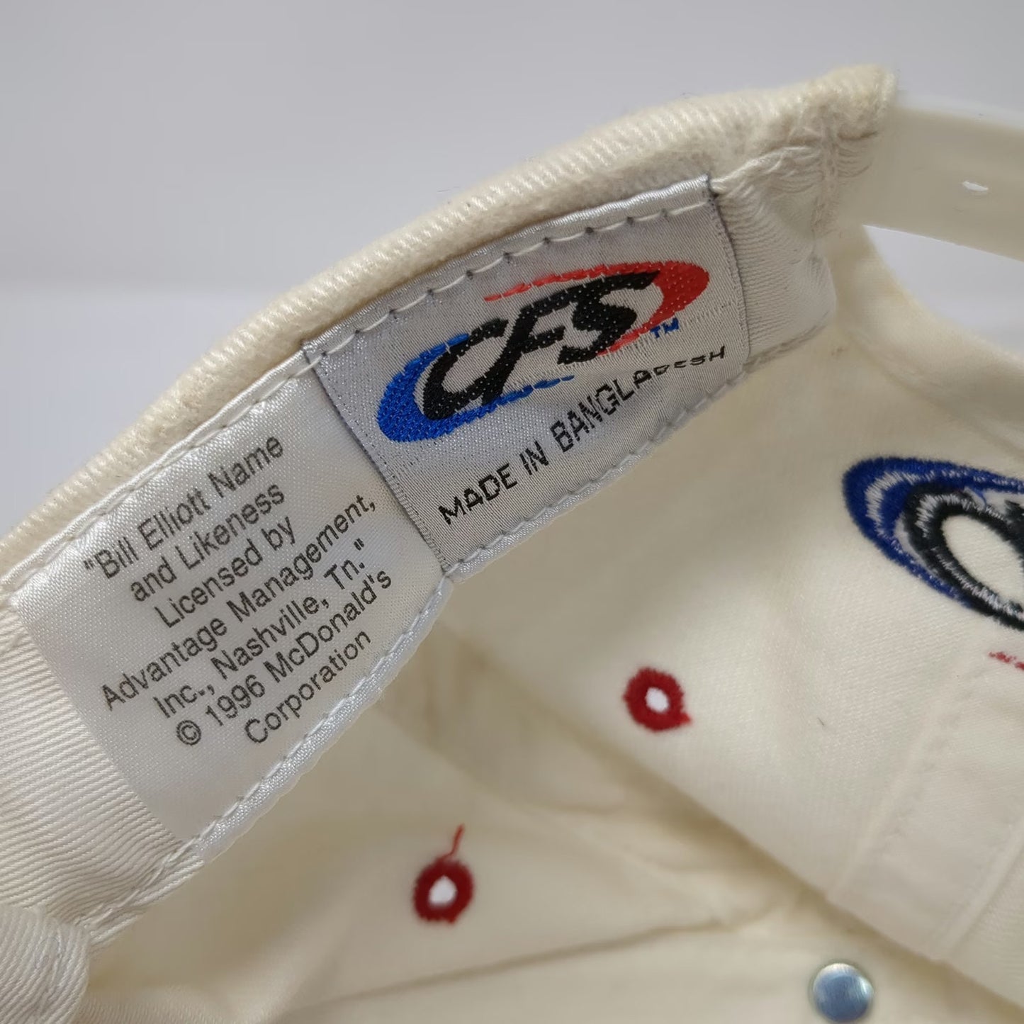 CFS Bill Elliott McDonald's Racing NASCAR 94 White Red One Size Snapback Hat