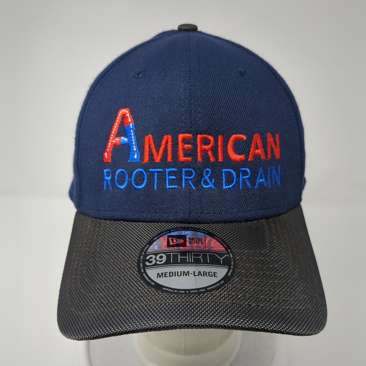 American Rooter & Drain Fitted Hat Blue M/L Embroidered Patriotic New Era