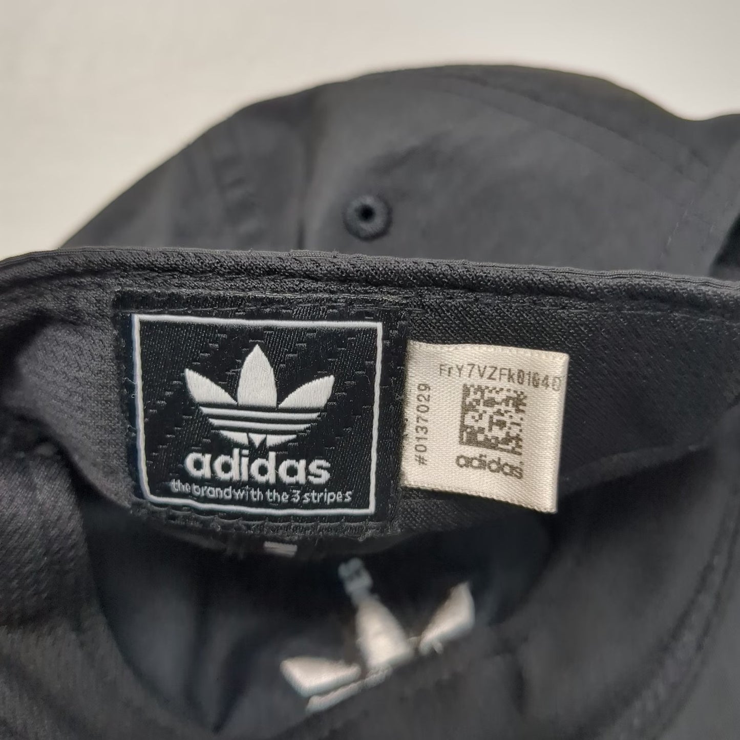 Adidas Baseball Cap Black One Size Stripe Brim Nylon Slideback Trefoil Hat