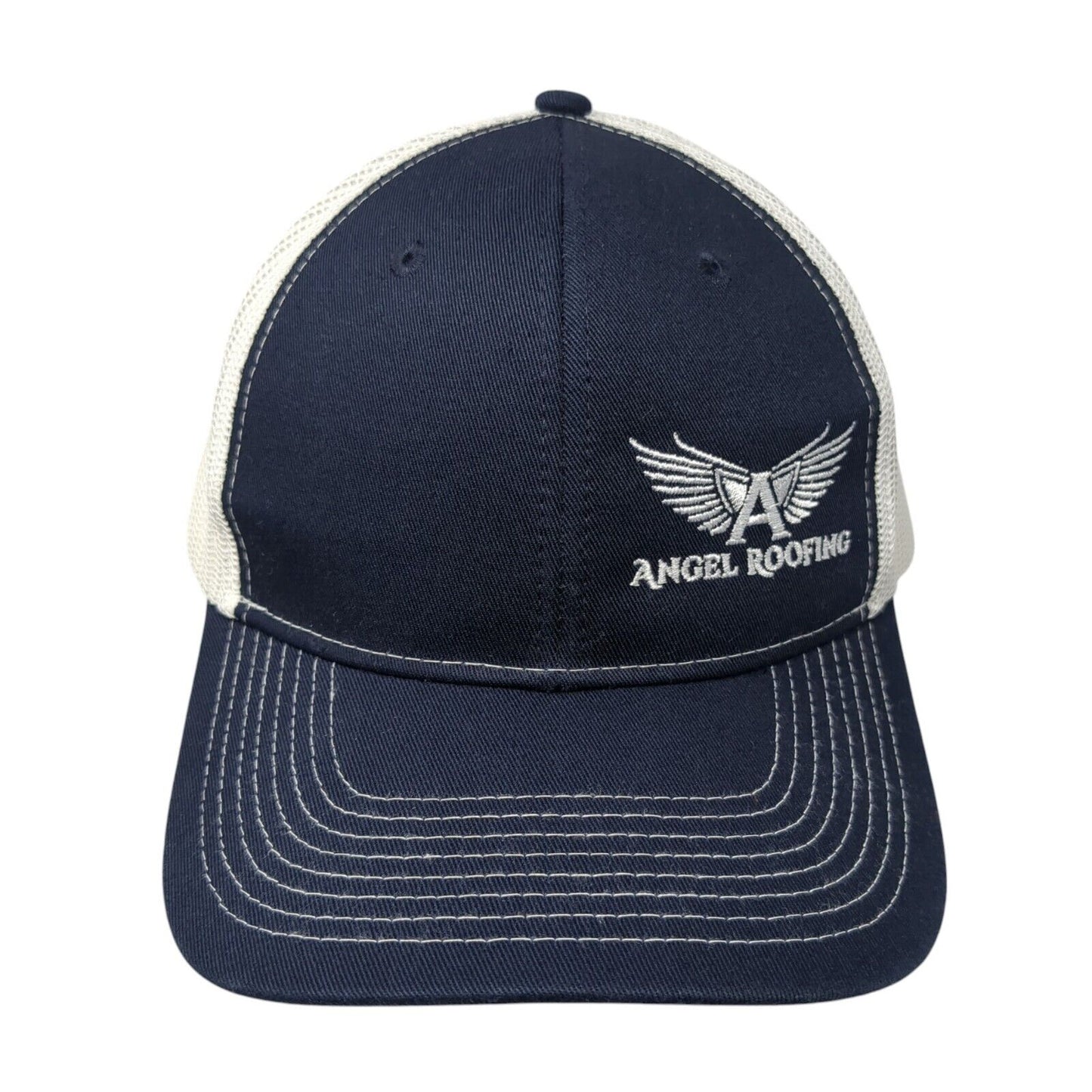 Angel Roofing Snapback Trucker Hat Blue One Size Mesh Back Colorblock
