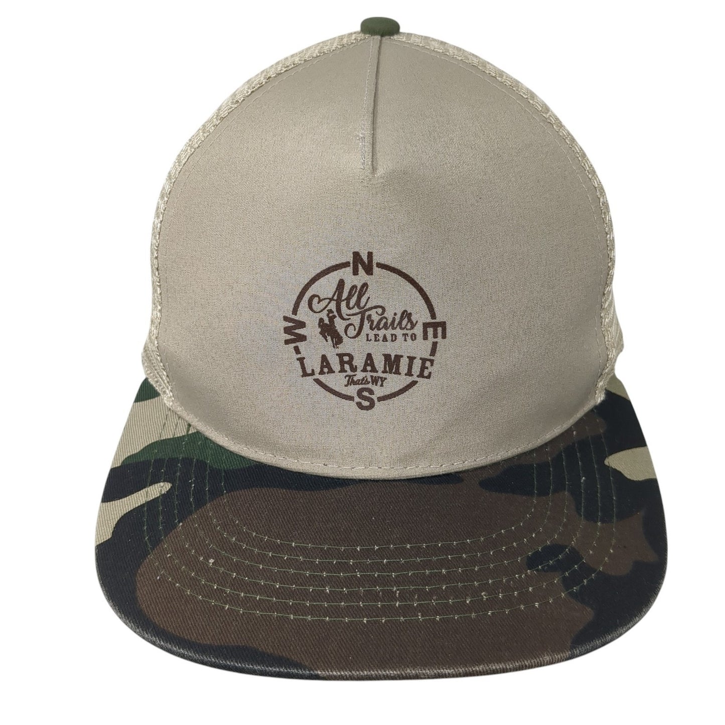 All Traits Lead To Laramie Snapback Trucker Hat Multi One Size Mesh Back