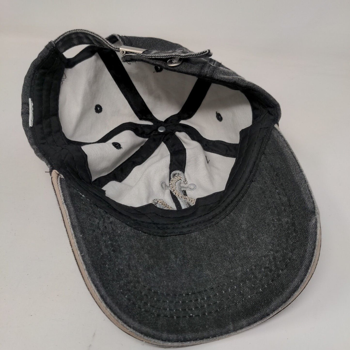 Anchor Slideback Hat Gray One Size Adjustable Embroidered Vented Holes 6 Panel
