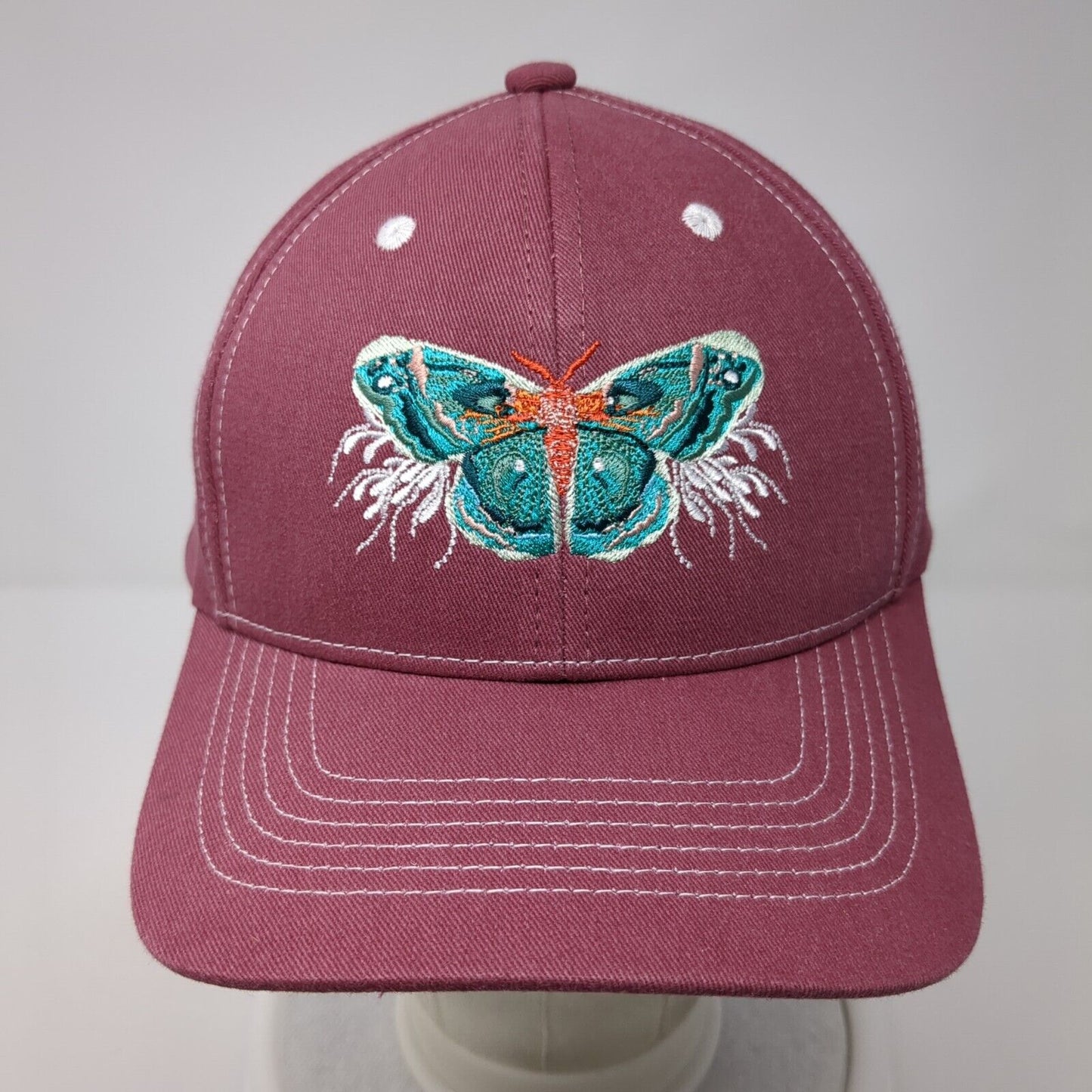 Butterfly Slideback Hat Red Large Adjustable Embroidered Fits Y'all