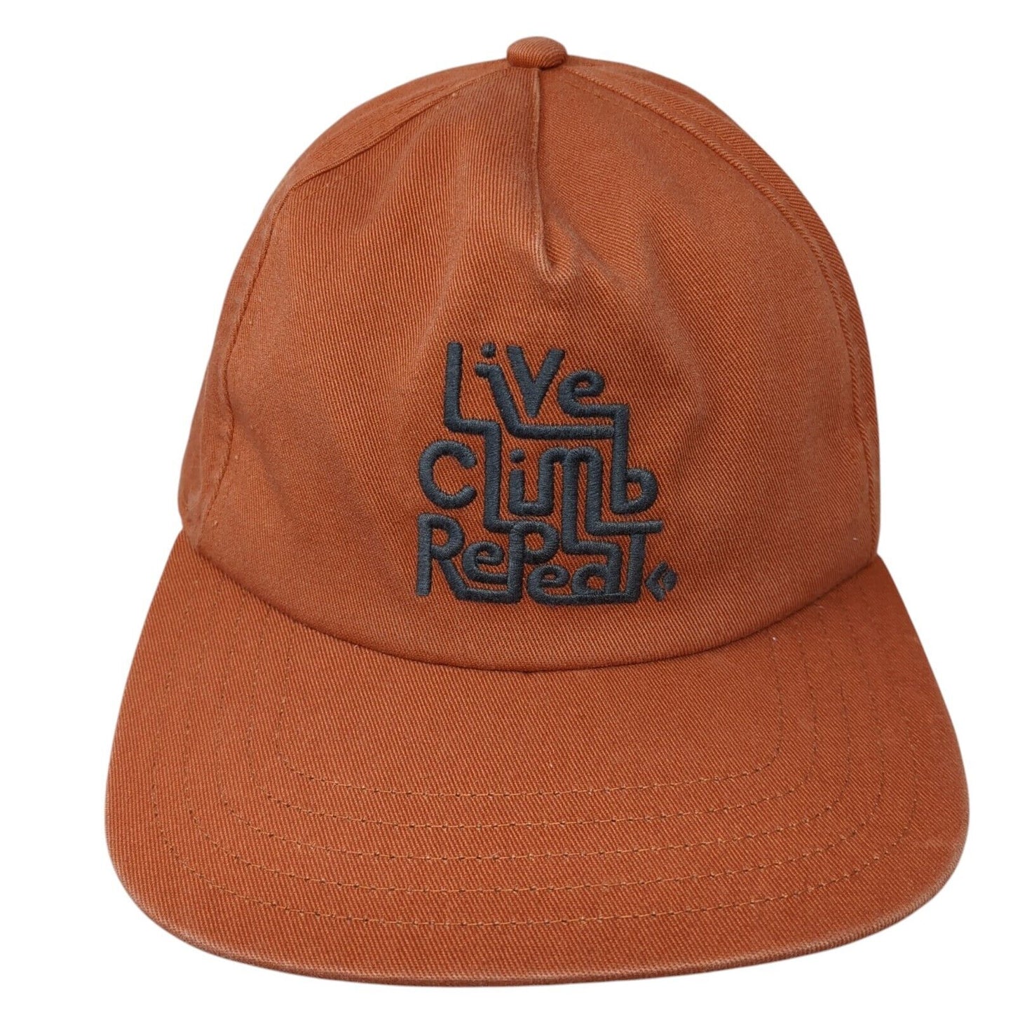 Live Climb Repeat Slideback Hat Orange One Size Adjustable Leather Strap