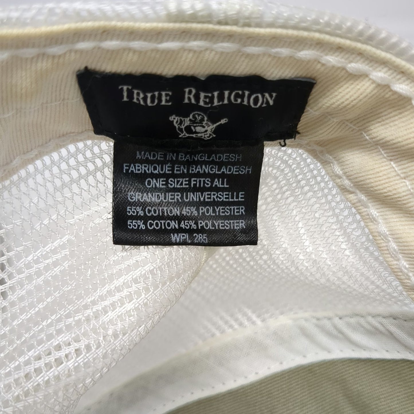 True Religion Trucker Hat White Blue Red One Size All Over Print Mesh Logo