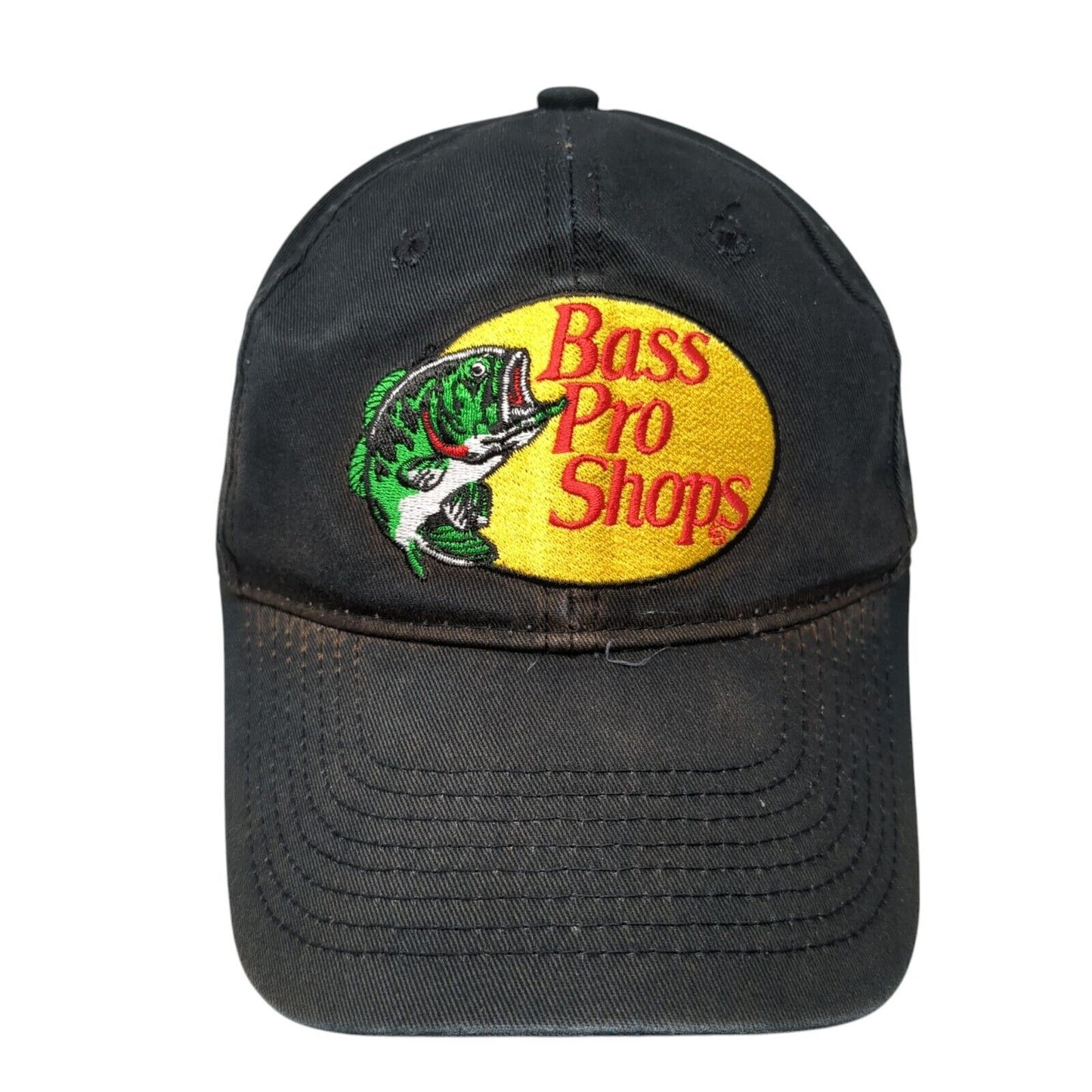 Bass Pro Shops Snapback Hat Black One Size Adjustable Gone Fishing Solid