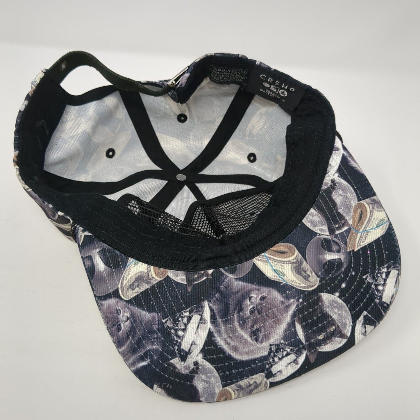 CRSHR Slideback Hat Multicolor OS Adjustable Patch Logo All Over Print Rope