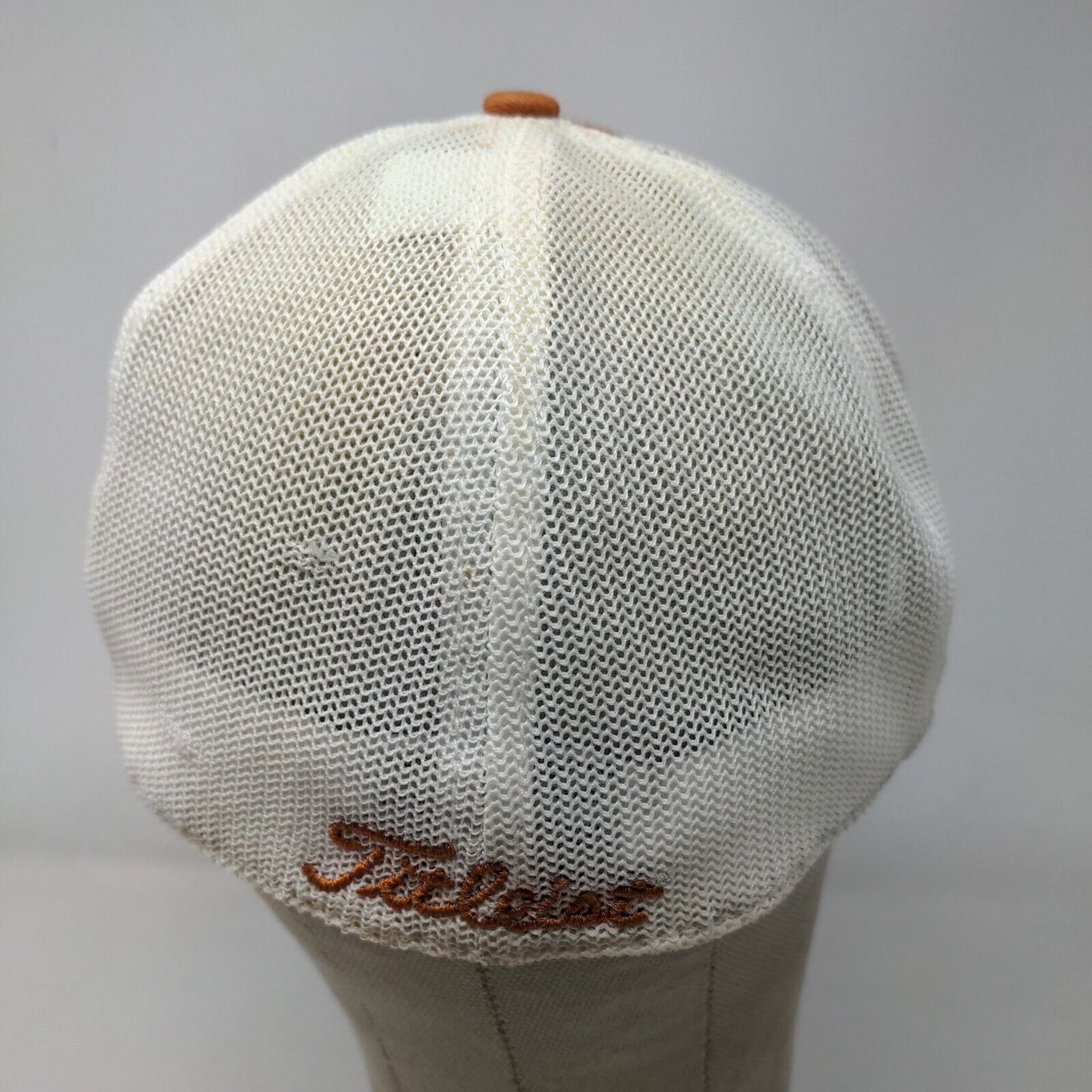 Titleist Men's Fitted Mesh Back Hat Orange White Size L/XL Embroidered Golf Logo