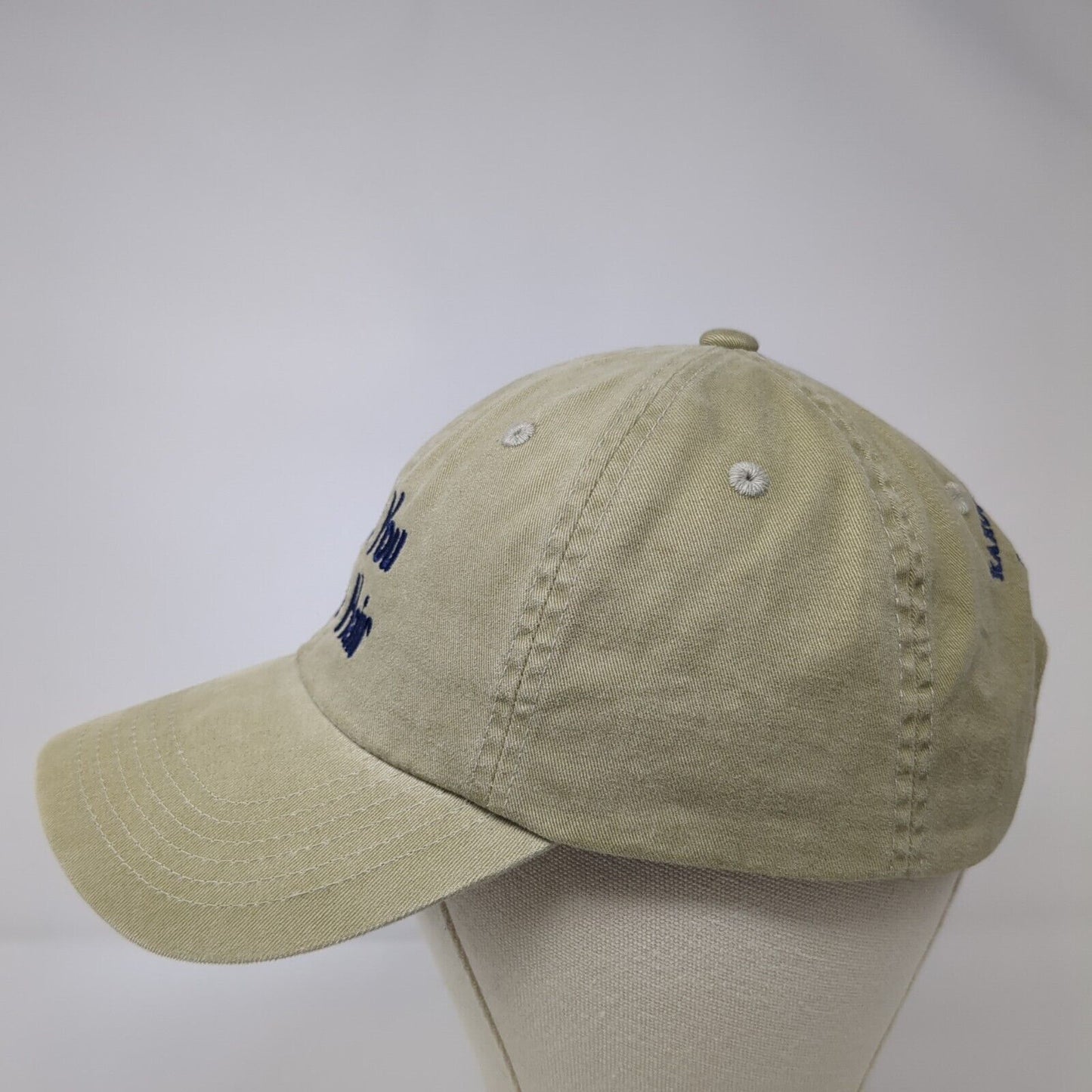 Wish You Were Hair Slideback Hat Tan One Size Adjustable Port Authority Cotton