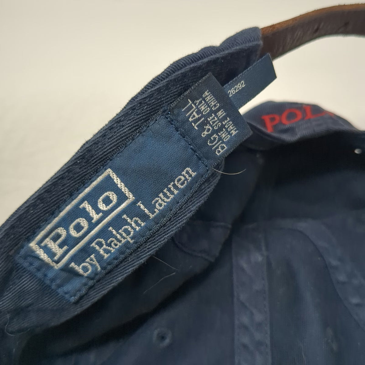 Polo Ralph Lauren Baseball Cap Blue OS Leather Strapback Big & Tall Hat Vintage