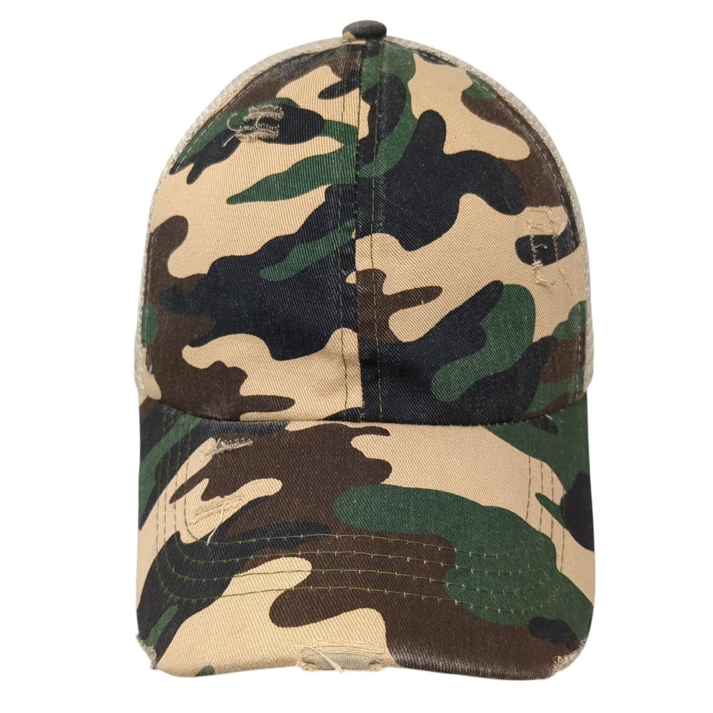 Unbranded Strapback Trucker Hat Multi Camo One Size Mesh Back Ponytail