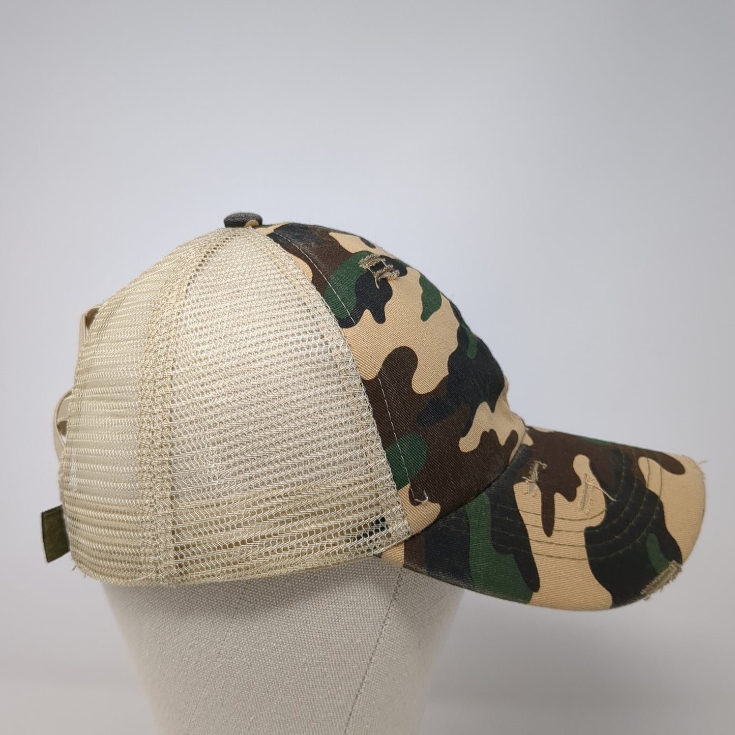 Unbranded Strapback Trucker Hat Multi Camo One Size Mesh Back Ponytail