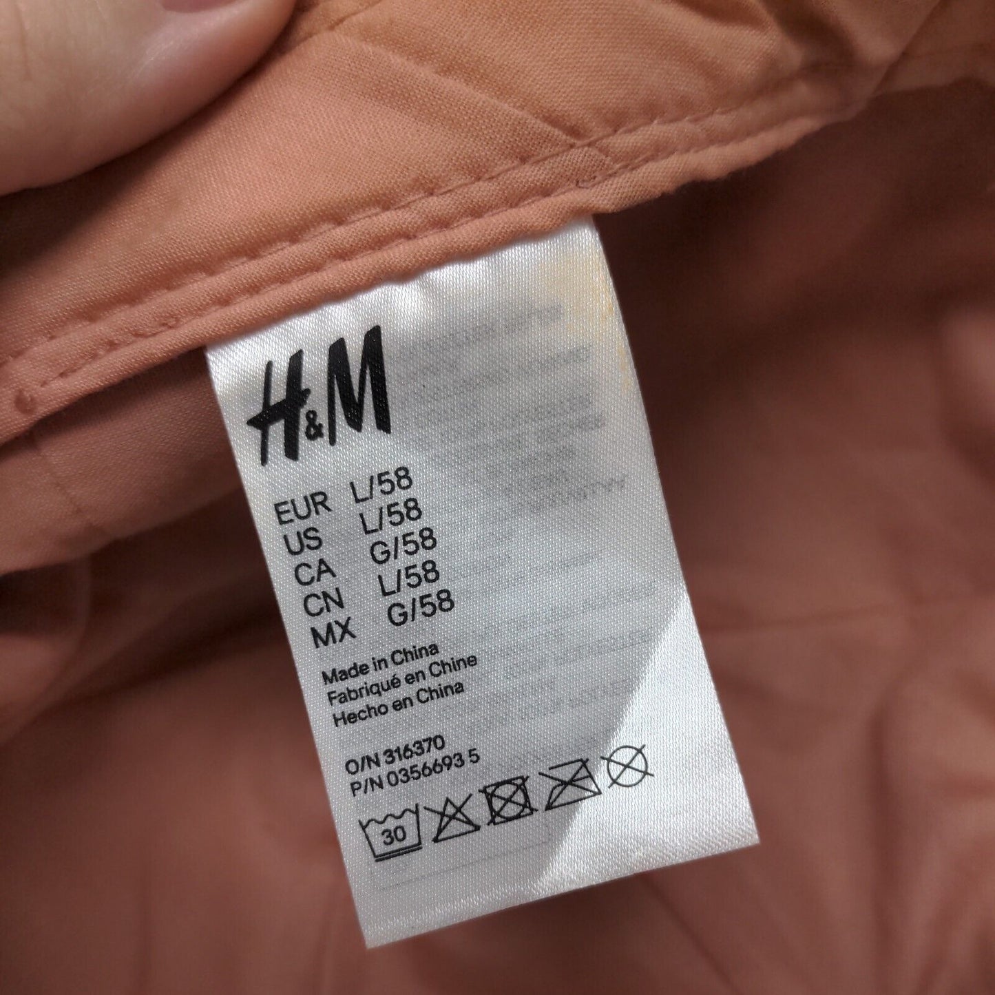 H&M Fitted Hat Pink L/58 Suede Solid Blank Lined Outdoor 6 Panel