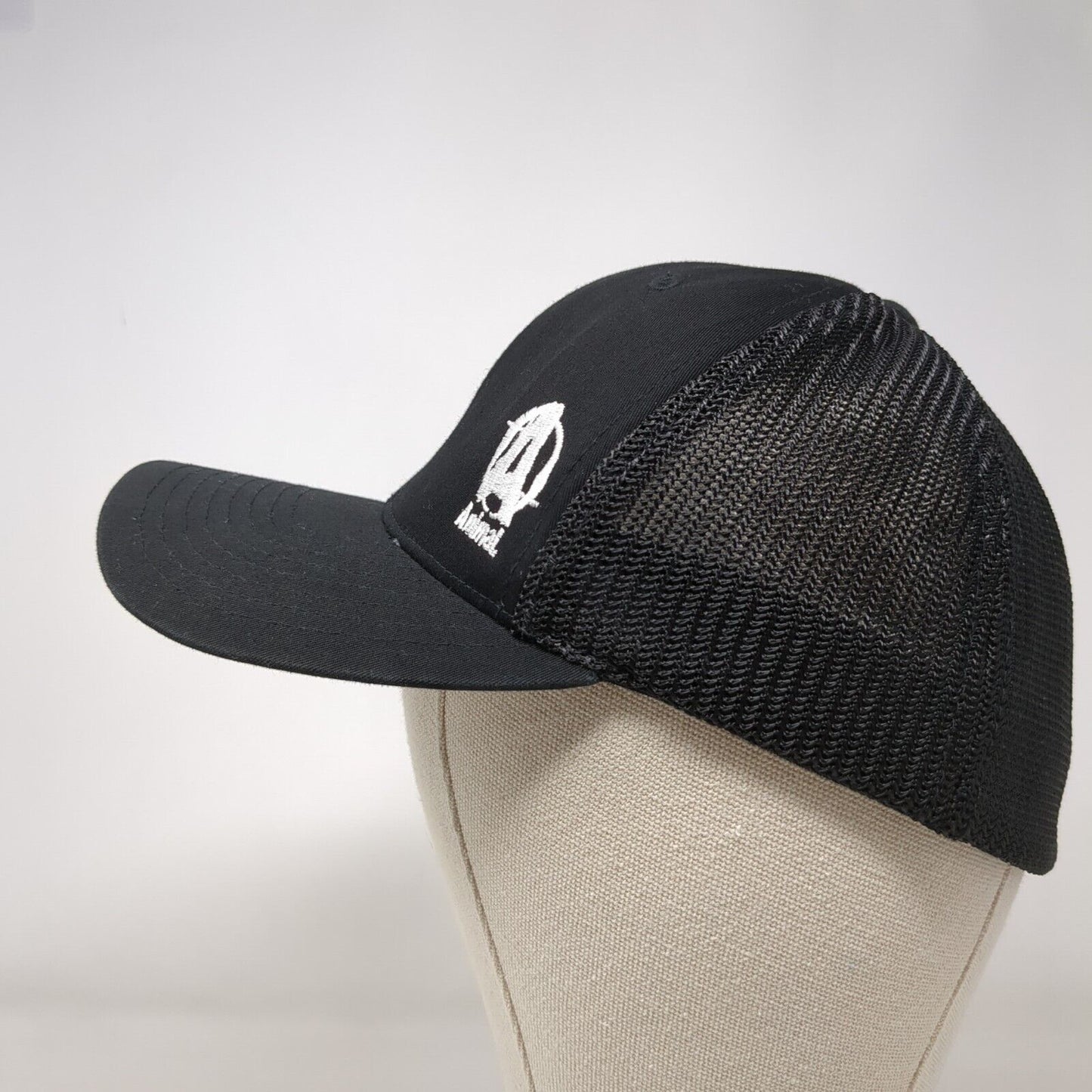 Animal Fitted Mesh Back Trucker Hat Black OSFA Solid Flexfit Yupoong