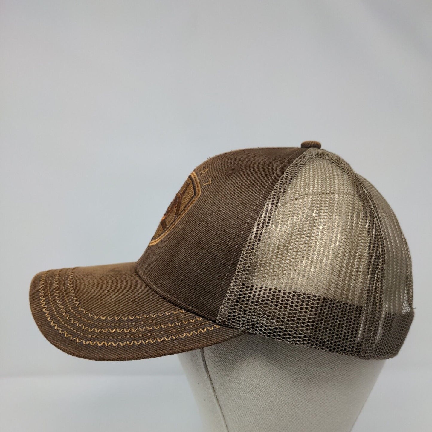 Ariat Snapback Trucker Hat Brown OSFM Adjustable Embroidered Mesh Back 6 Panel