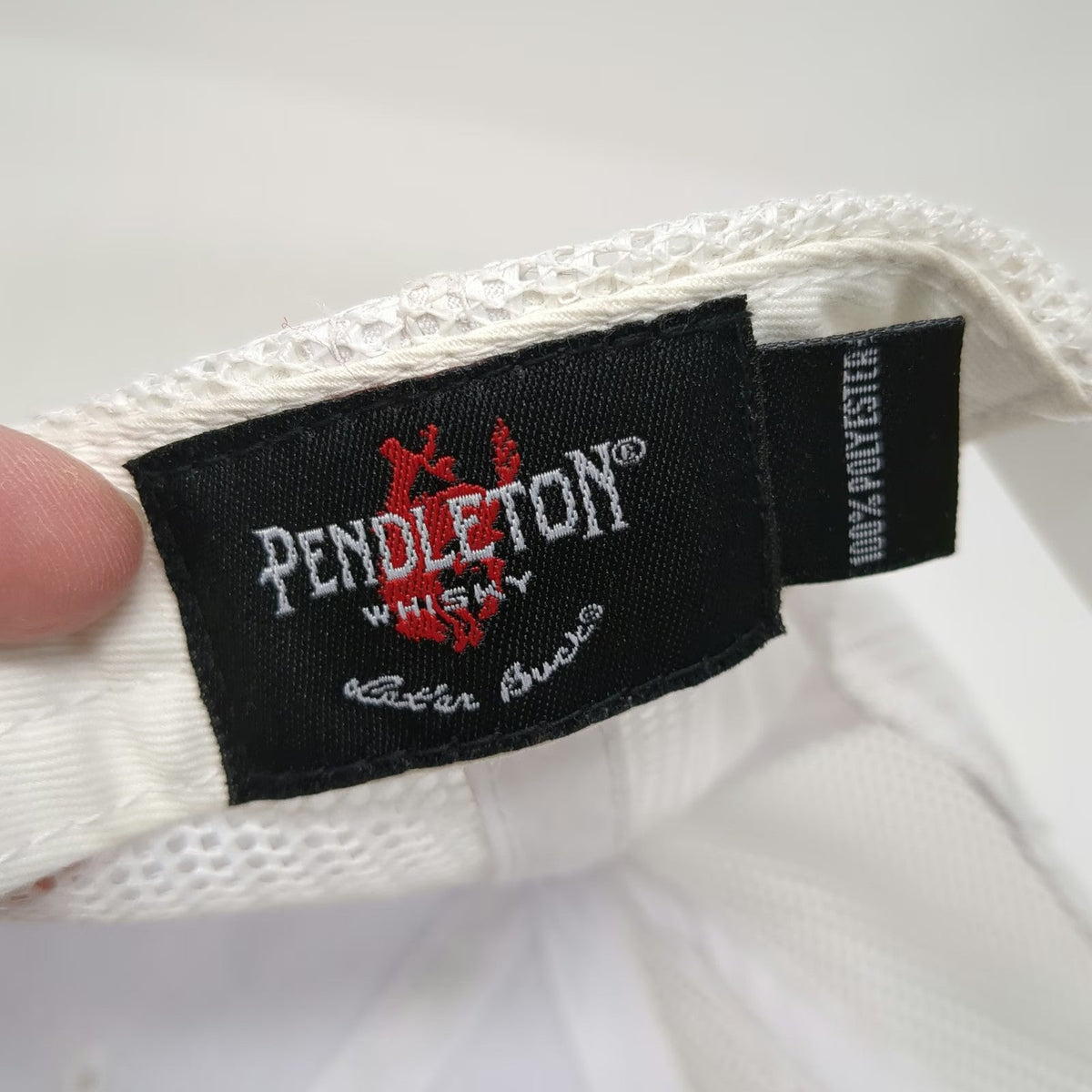 Pendleton Whisky Trucker Hat One Size White Camo Mesh Bucking Bronco Logo Hat