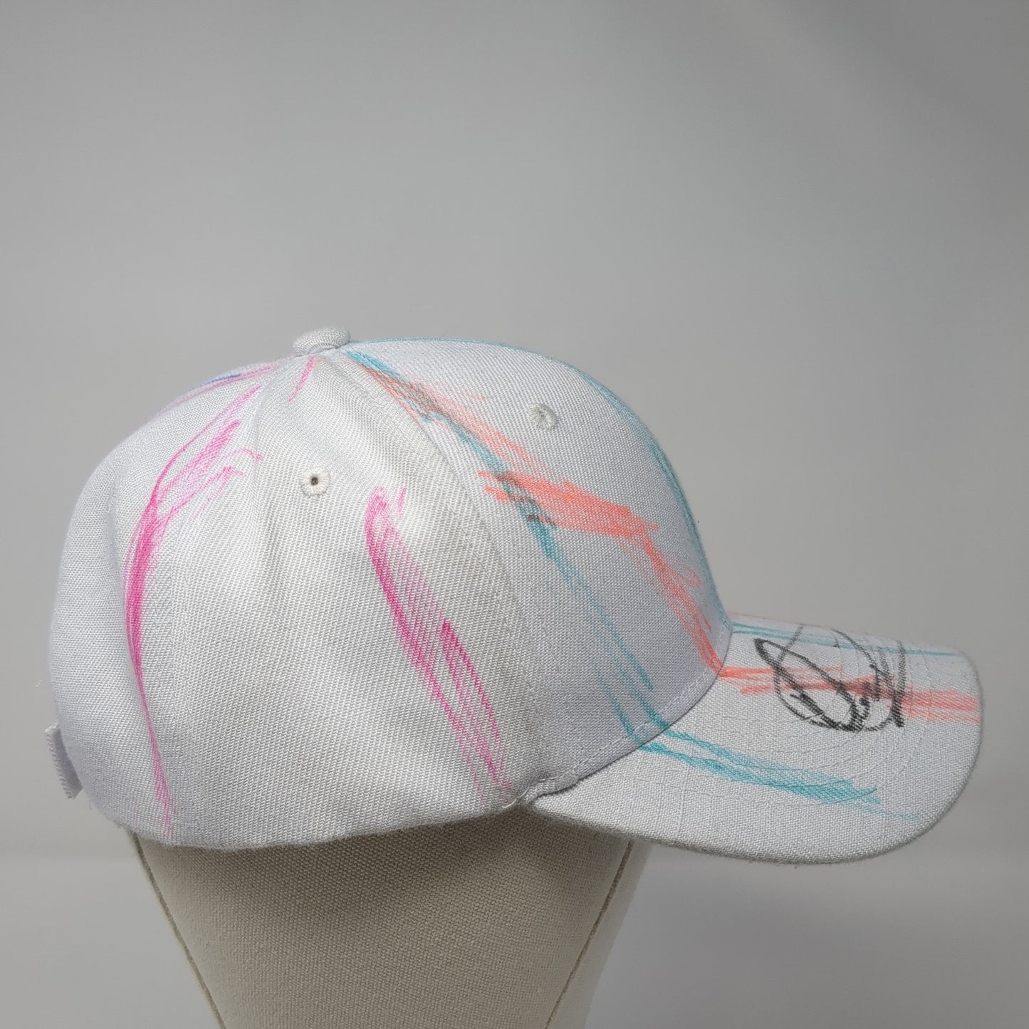 Unbranded Strapback Hat White One Size Solid Adjustable Autographed