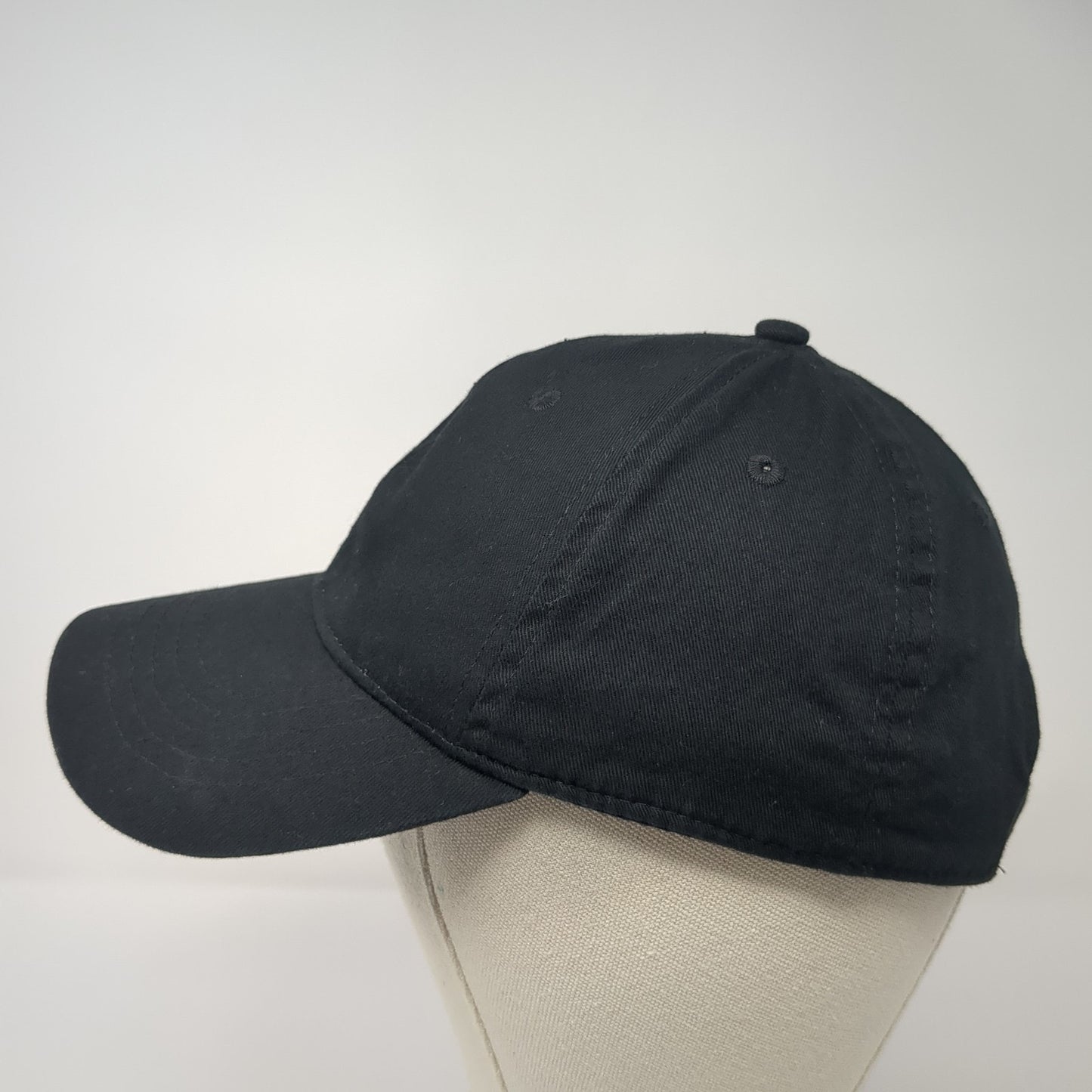 Unbranded Strapback Baseball Cap Black One Size Adjustable Vented Holes Blank