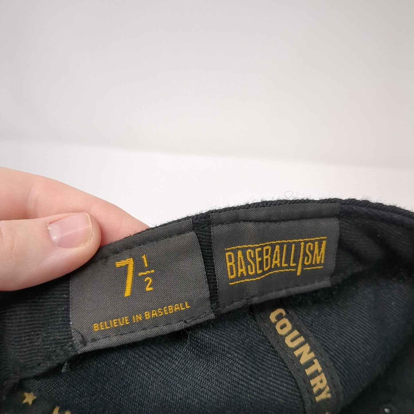 Baseballism Fitted Hat Black 7 1/2 Embroidered Logo Solid 6 Panel