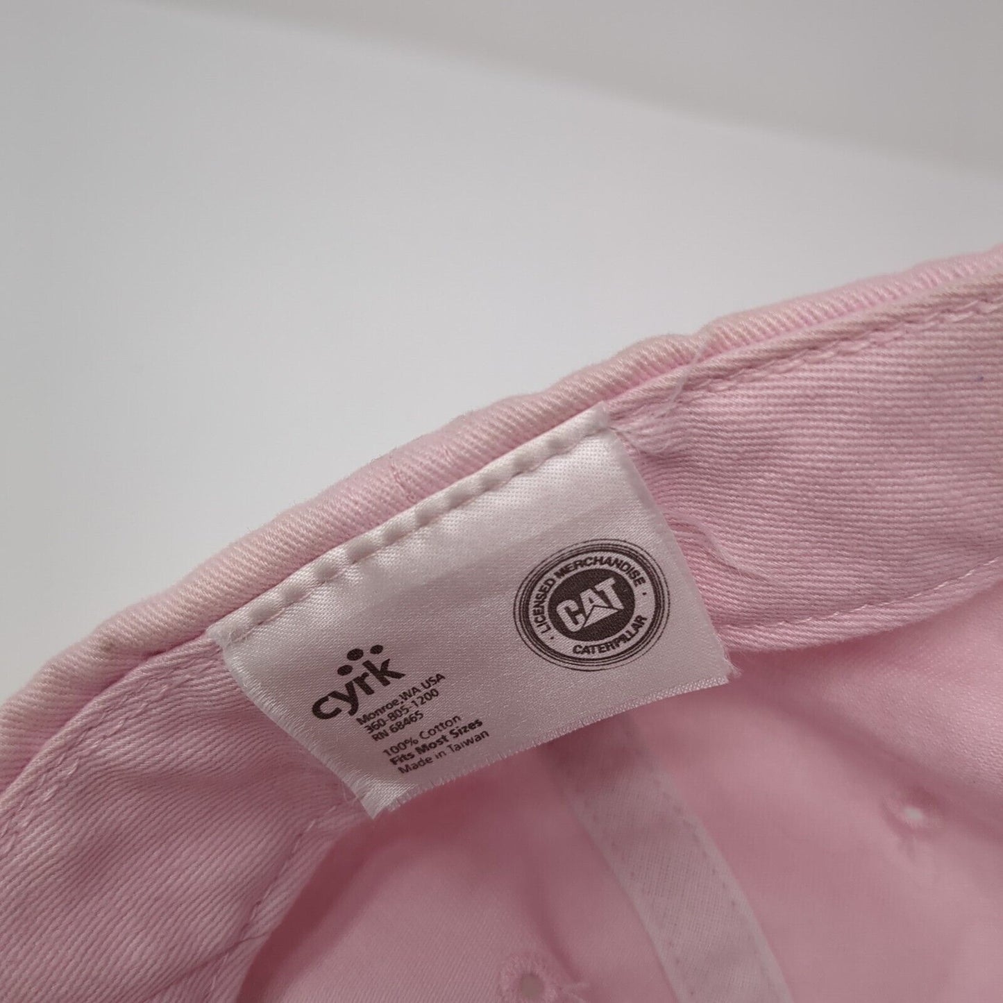 Caterpillar Slideback Hat Pink OSFM Adjustable Embroidered Vented Holes 6 Panel
