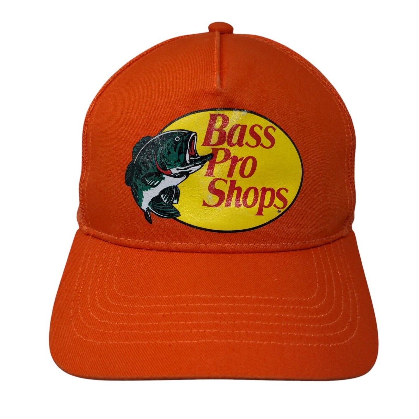 Bass Pro Shops Fishing Snapback Trucker Hat Orange OSFM Mesh Back
