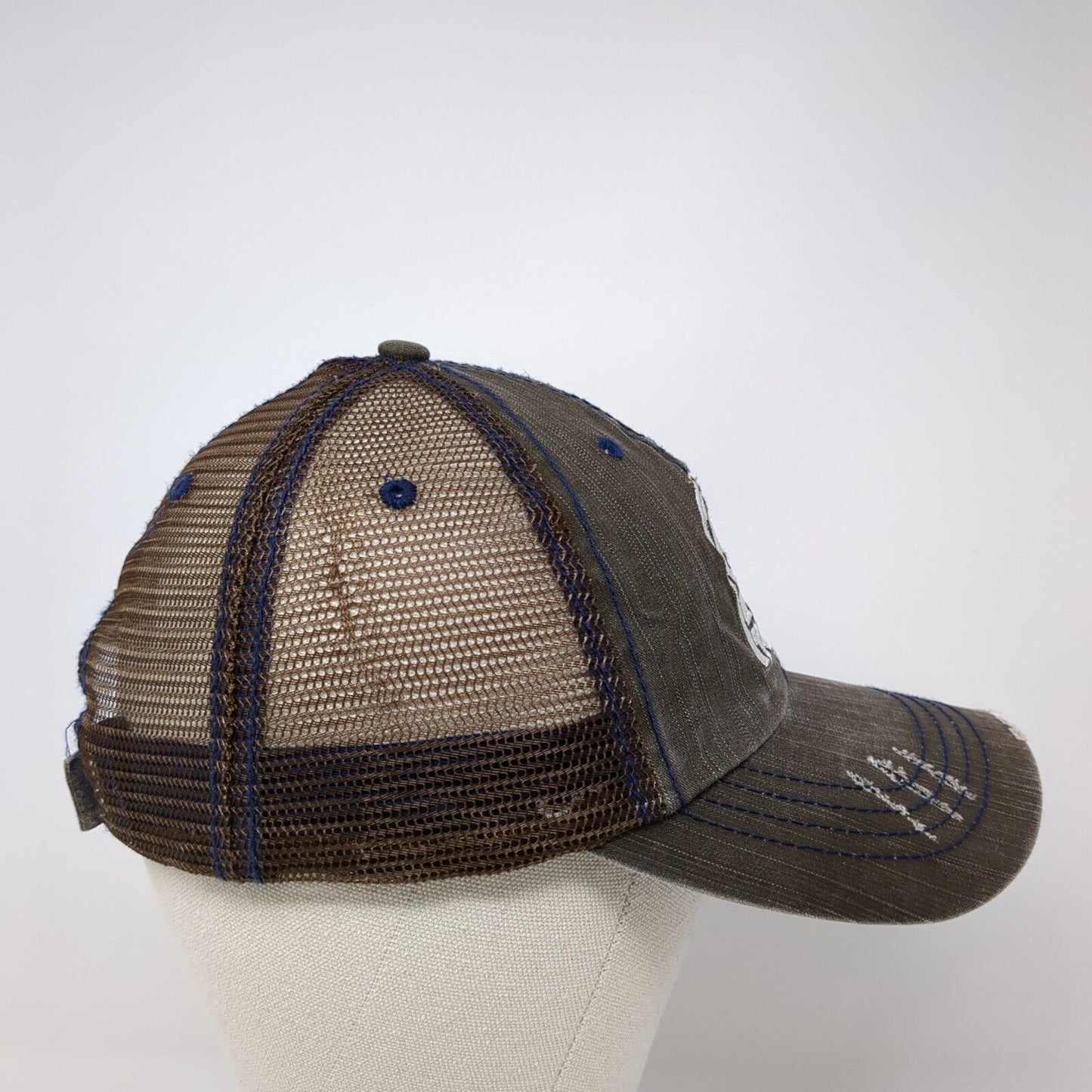Aviators Strapback Trucker Hat Brown One Size Adjustable Distressed Mesh Back