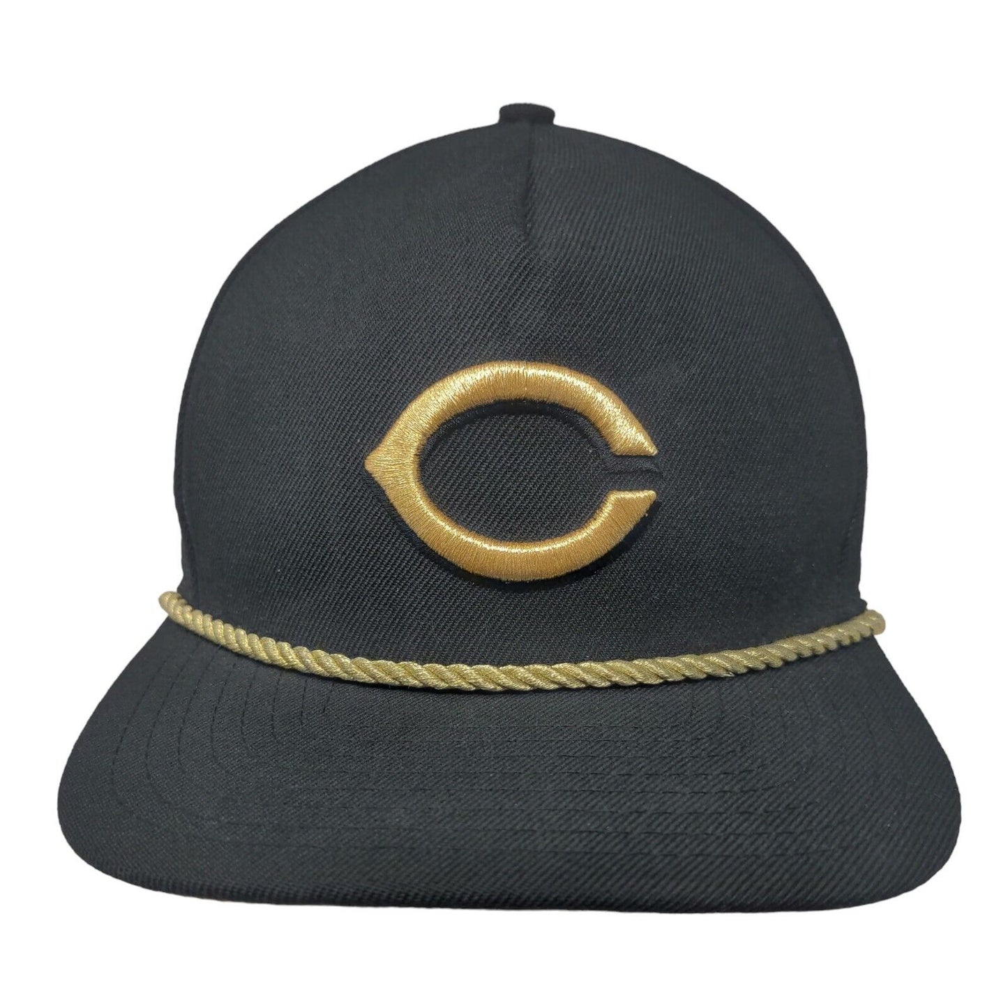 New Era Fitted Hat Cincinnati Reds Fitted Hat Size 7 1/4 Gold Black Embroidered