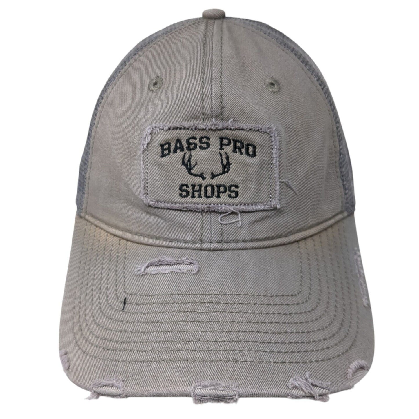 Bass Pro Shops Slideback Hat Gray OS Adjustable Mesh Back Distressed Gone Fishin