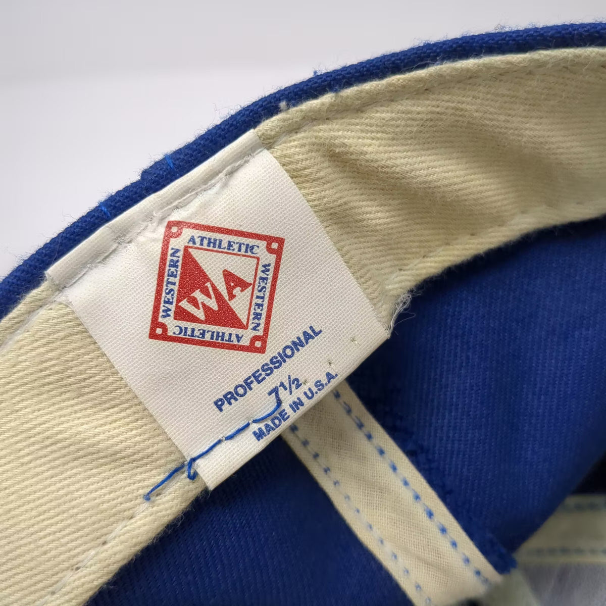 Western Athletic EH Logo Blue Fitted Baseball Cap Hat Size 7 1/2 Made in USA