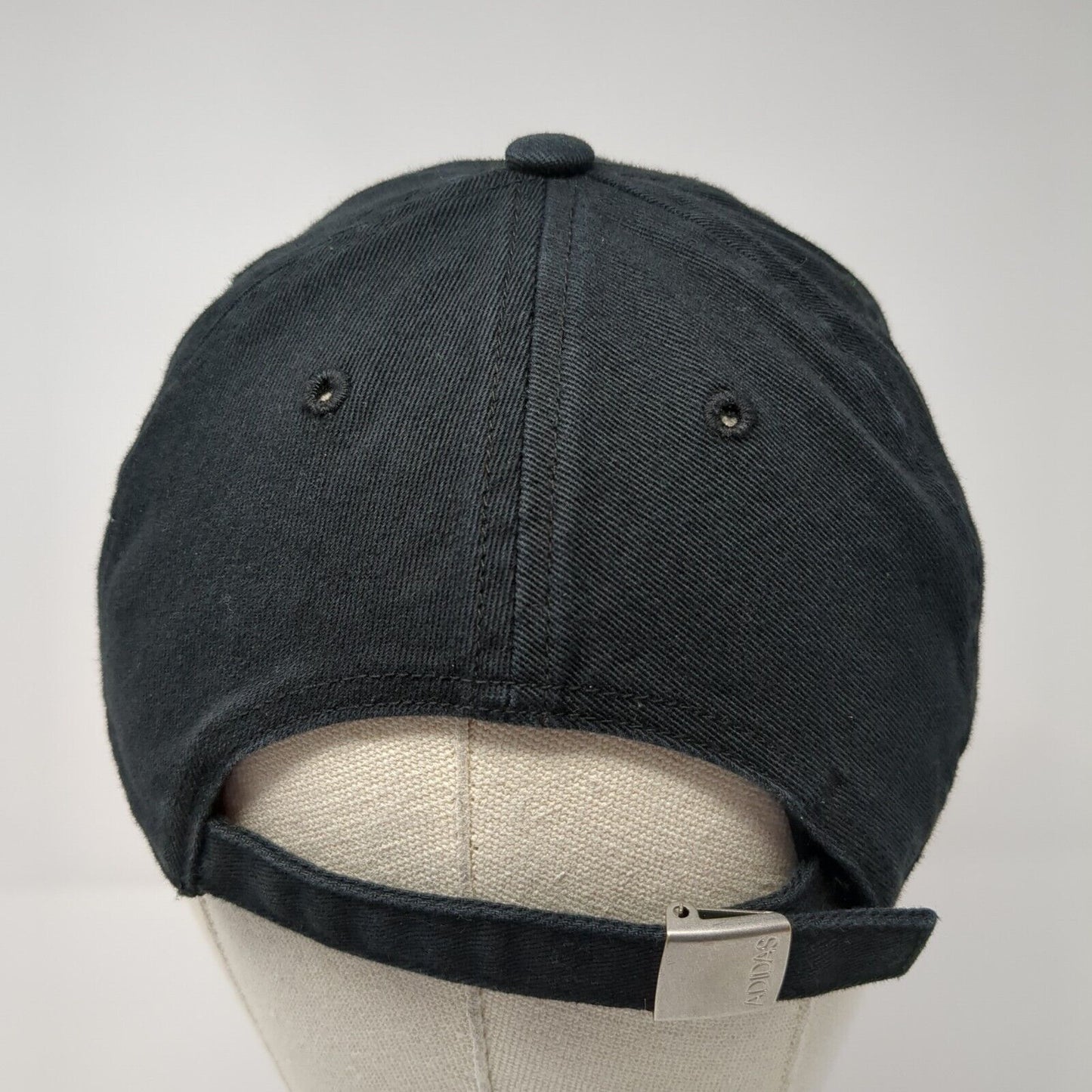 Adidas Slideback Hat Black One Size Adjustable Embroidered Vented Holes 6 Panel