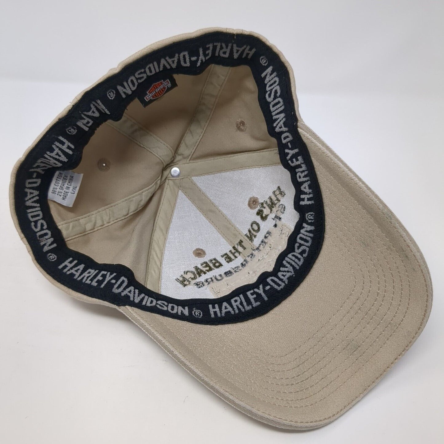 Harley-Davidson Fitted Hat Tan L/XL Jim's On The Beach St. Petersburg