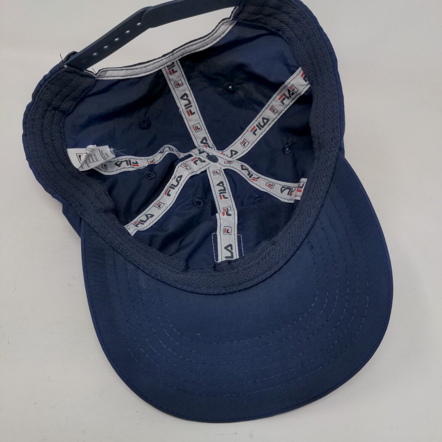 FILA Snapback Hat Blue One Size Adjustable Solid 6 Panel Vent Holes