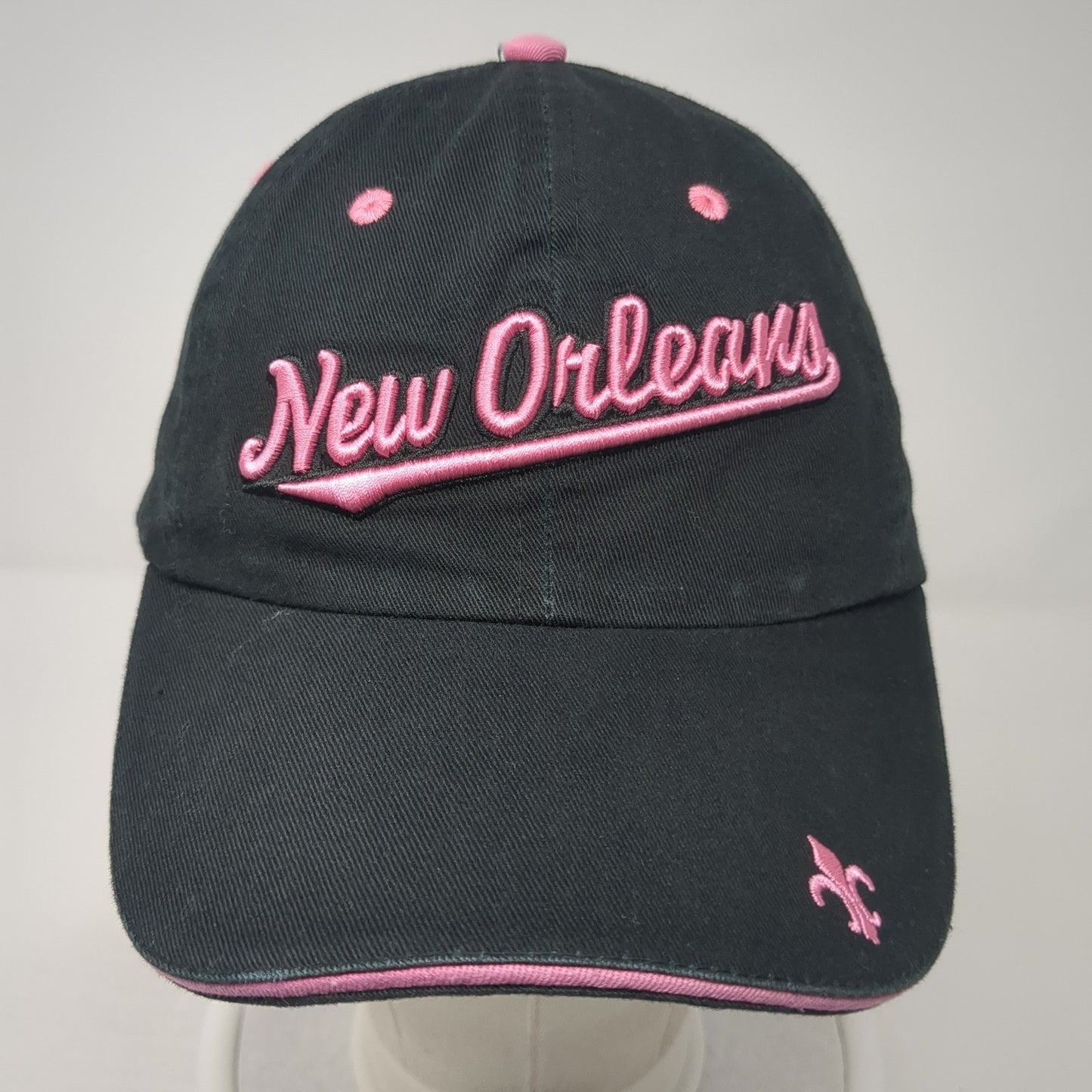 New Orleans Strapback Baseball Cap Black One Size Adjustable Embroidered Raw Ma