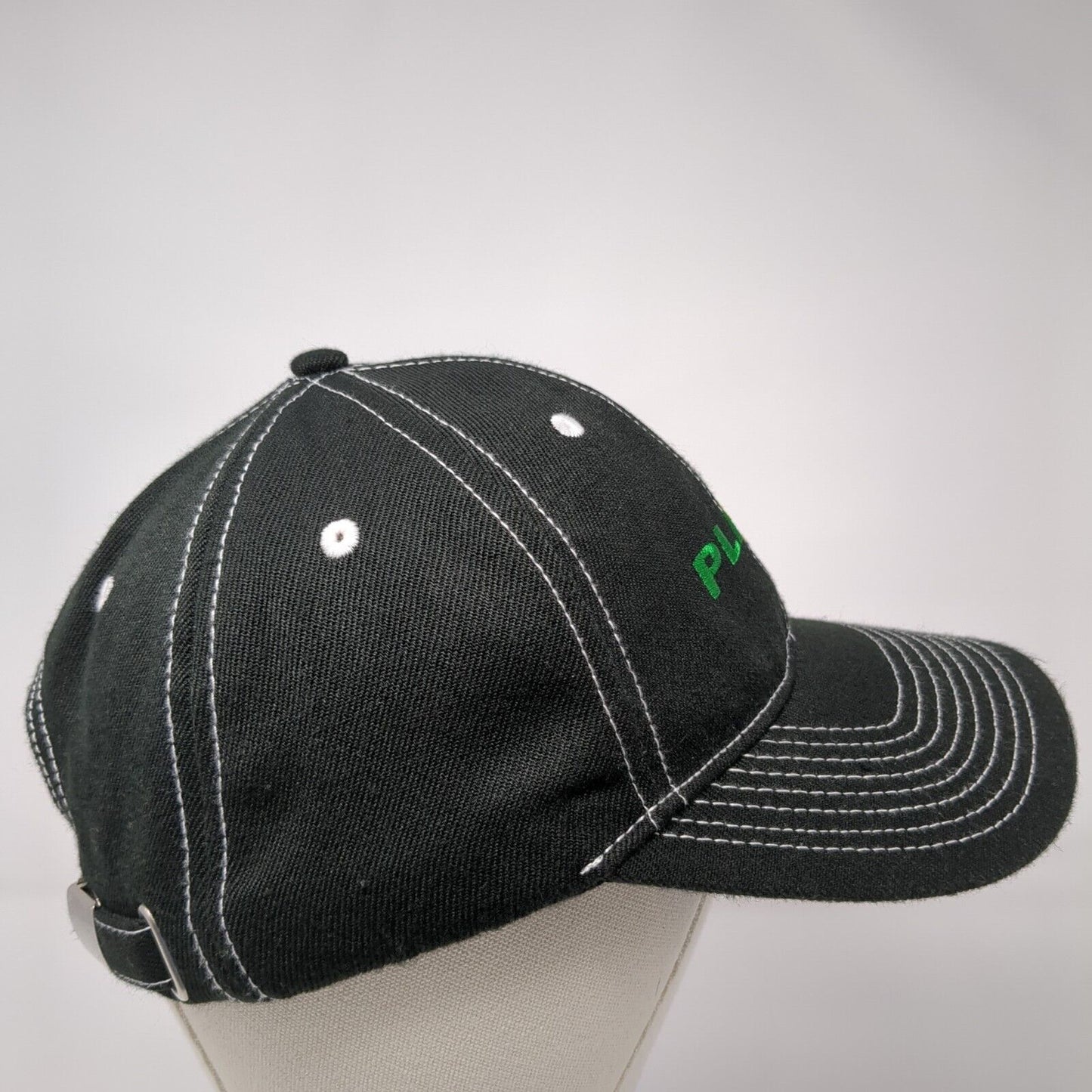PLATT Slideback Hat Black One Size Adjustable Embroidered 6 Panel Polyester
