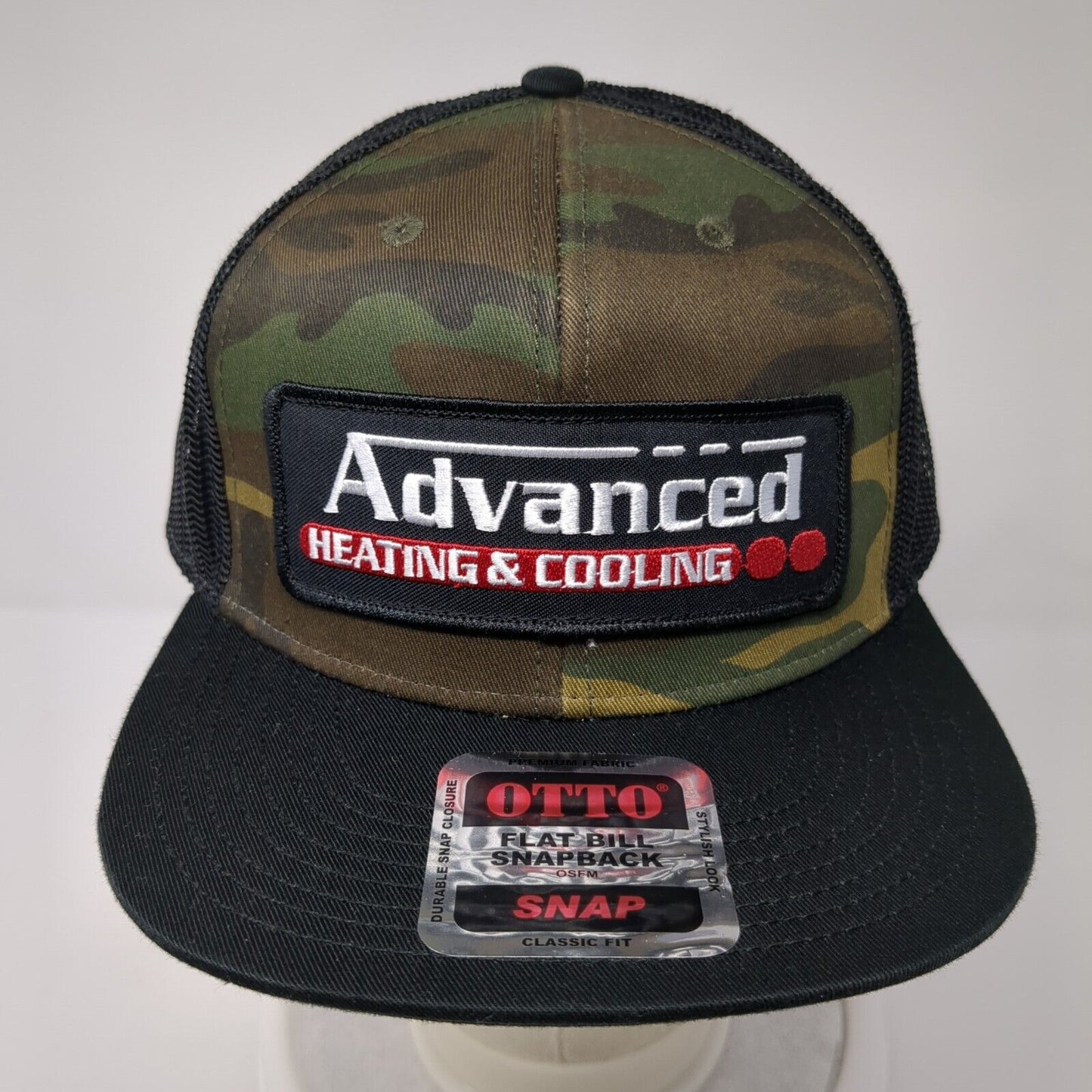 Advanced Heating & Cooling Trucker Hat Camo One Size Flat Bill Otto