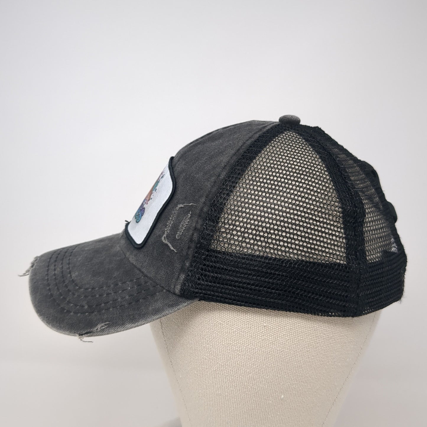 Bass Babes Strapback Trucker Hat Gray One Size Mesh Back Ponytail