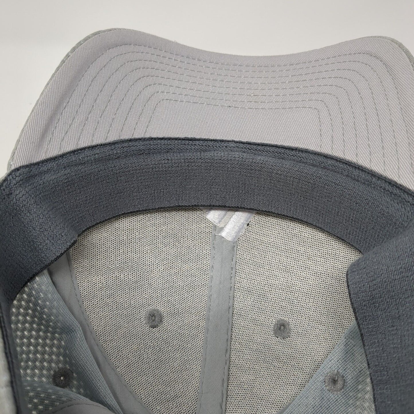 Adidas Fitted Hat Gray S/M Embroidered 3 Stripes 6 Panel Vent Holes