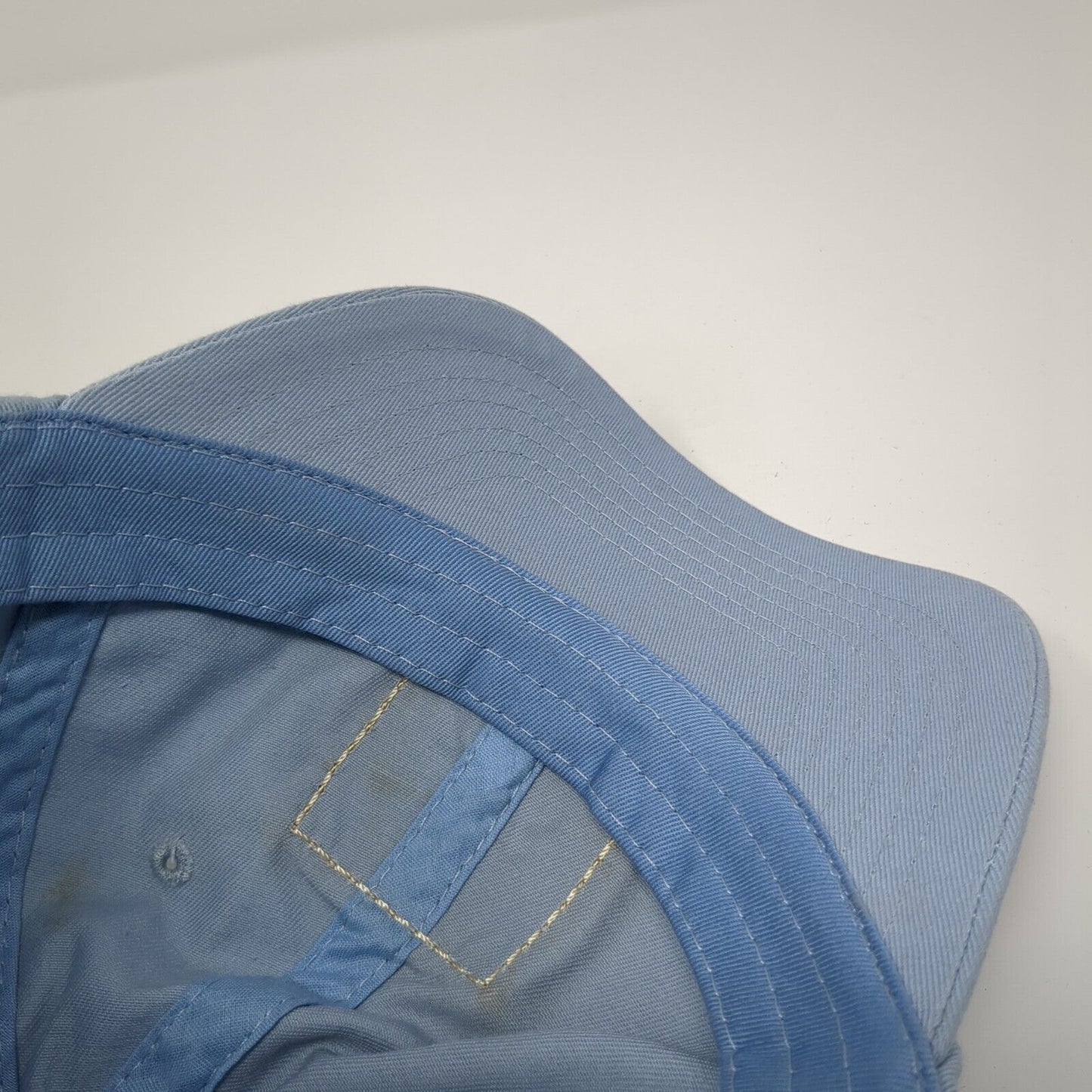 Unbranded Slideback Hat Blue OS Adjustable Leather Patch Vented Holes 6 Panel