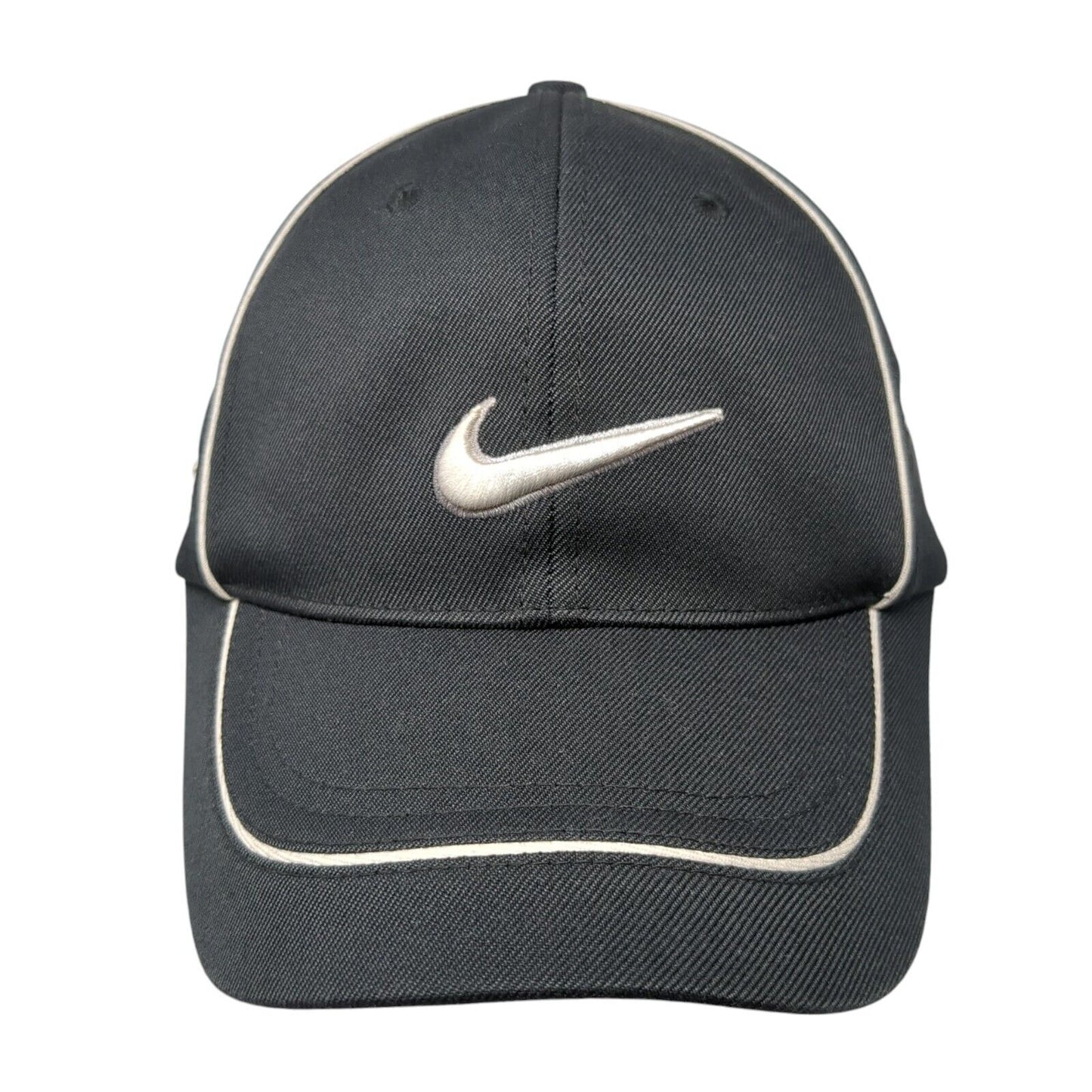Nike One Fitted Golf Hat Black M/L Embroidered Swoosh Solid 6 Panel