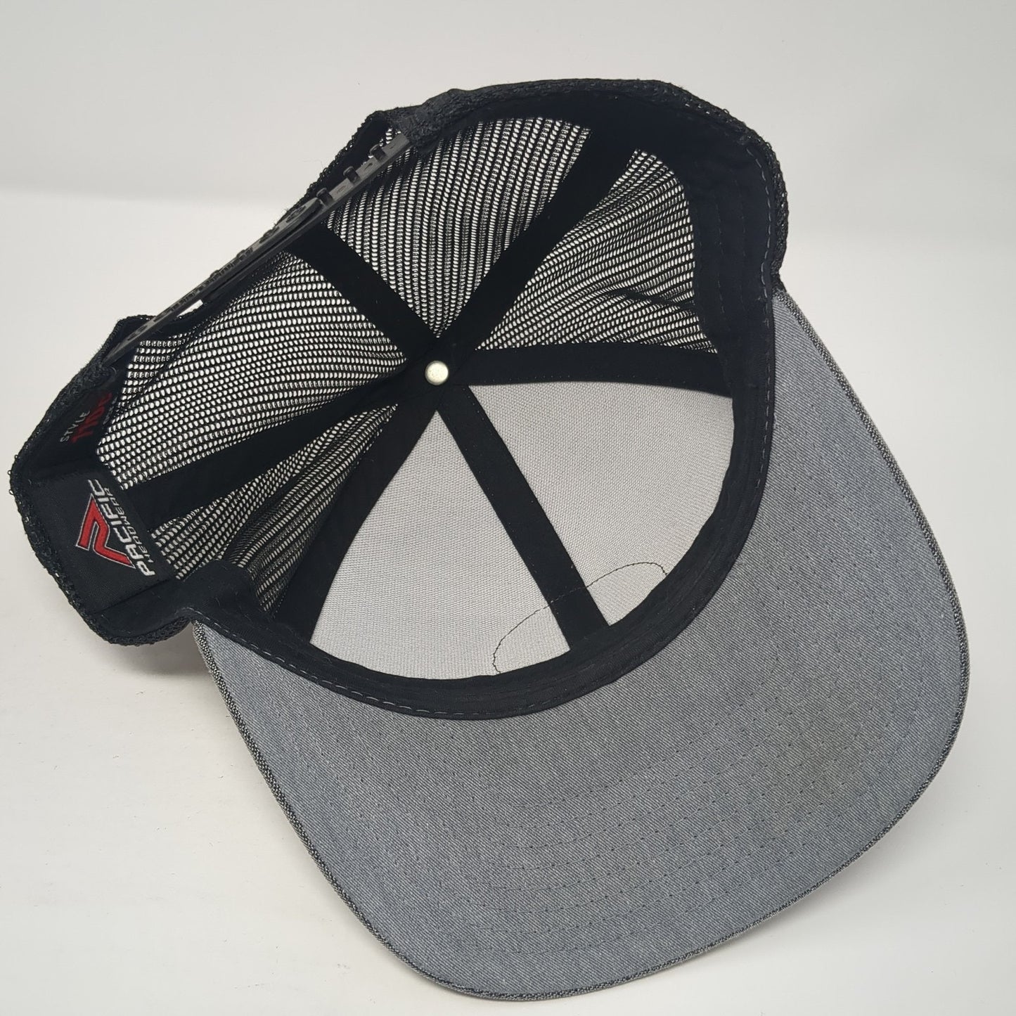Mill 95 Patch Mesh Back Trucker Hat Gray One Size Pacific Headwear