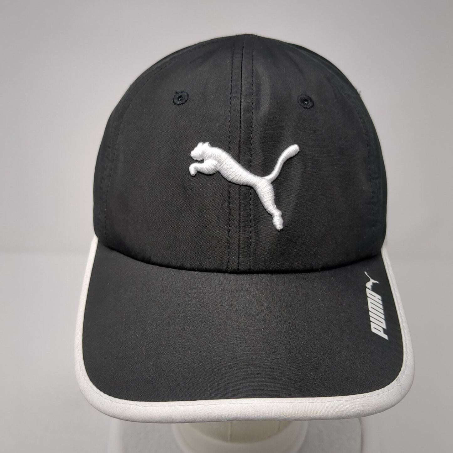 PUMA Strapback Hat Black One Size Adjustable Embroidered 6 Panel Polyester