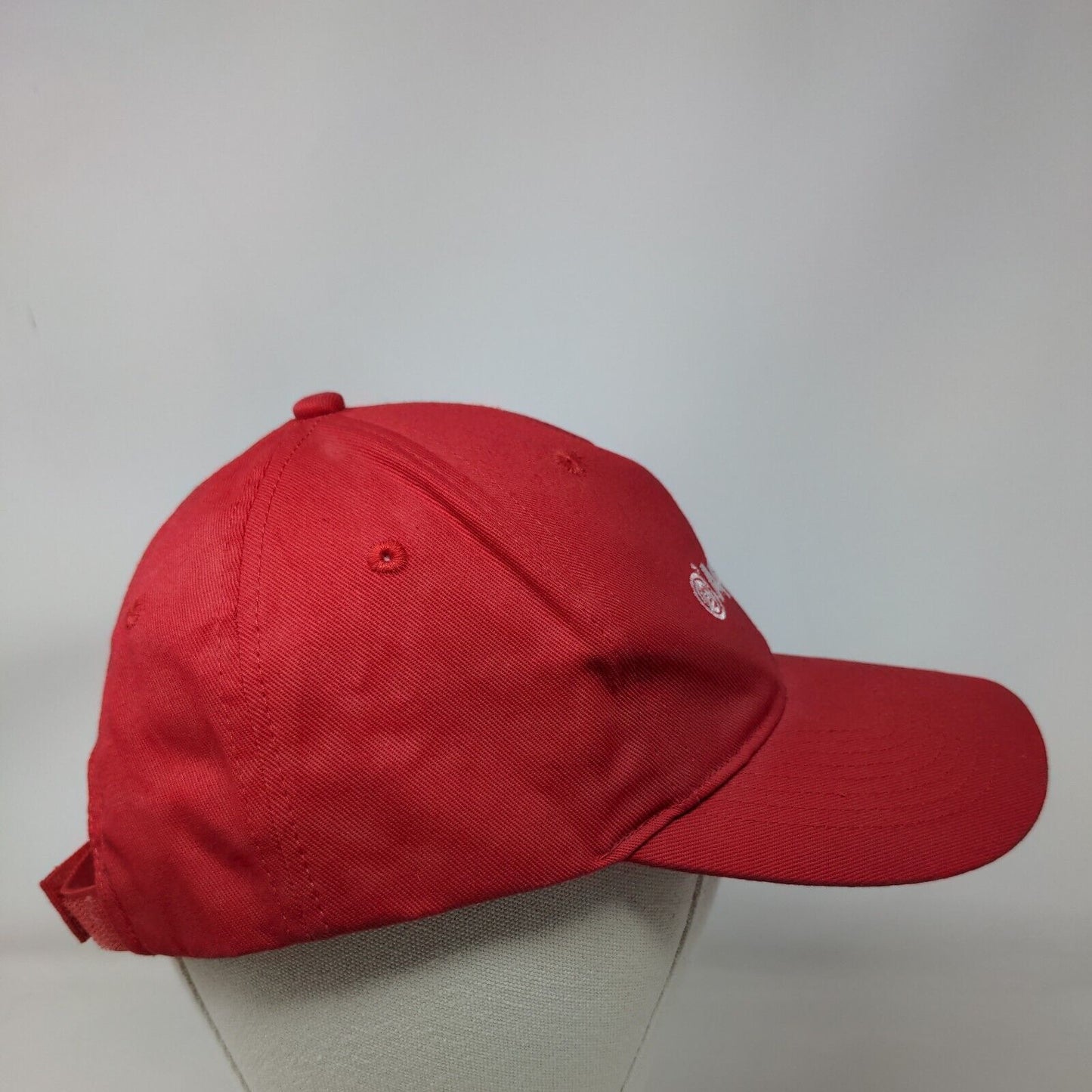 Appleton Strapback Hat Red OSFA Adjustable Embroidered Vented Holes 6 Panel KC