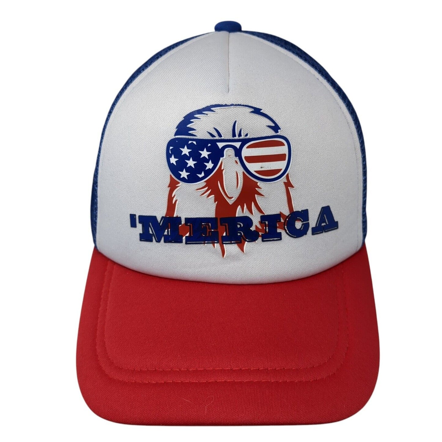 'Merica Eagle Snapback Trucker Hat Multicolor OS Adjustable Mesh Back Patriotic